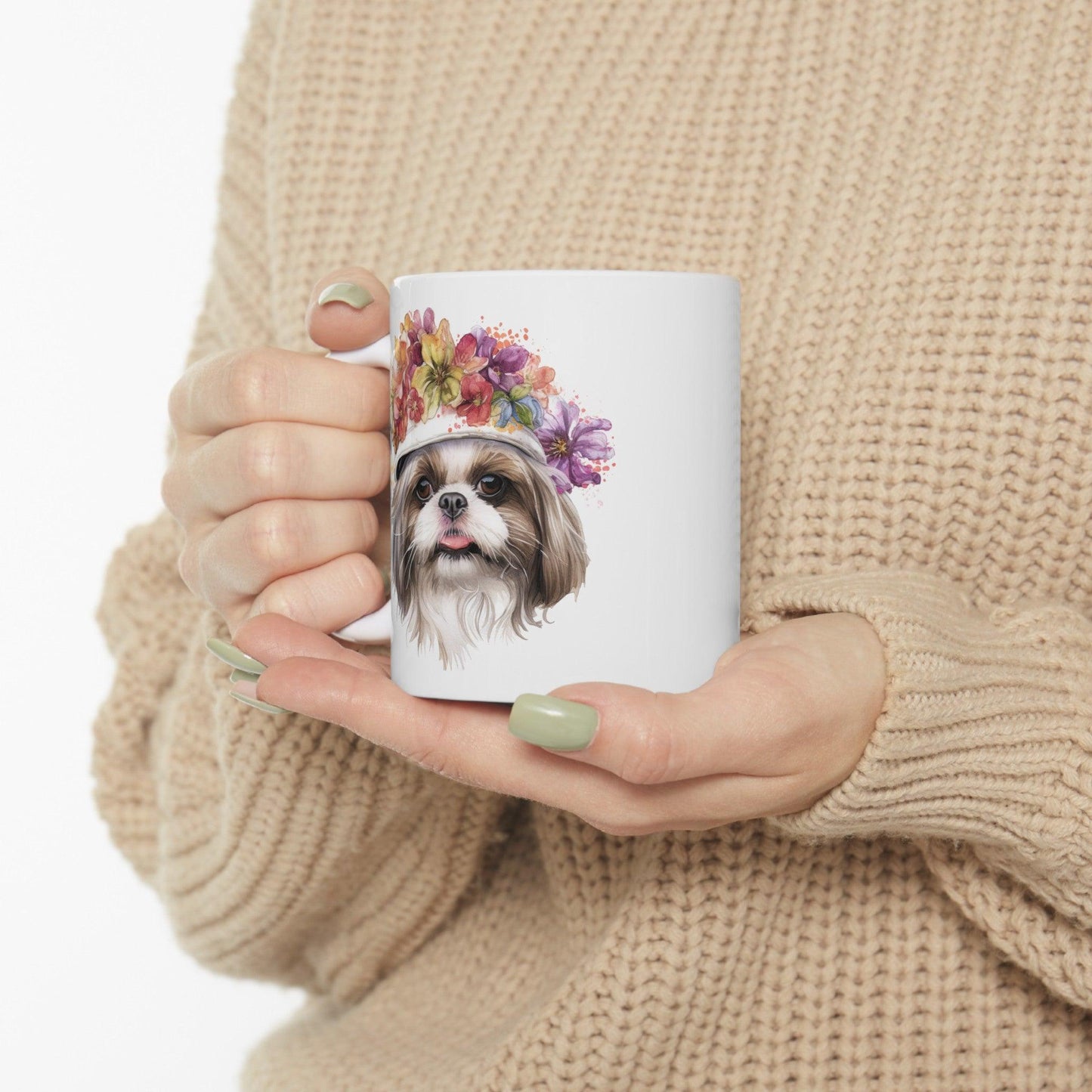 Shih Tzu With Flower Hat Ceramic Mug - Shih Tzu Gifts