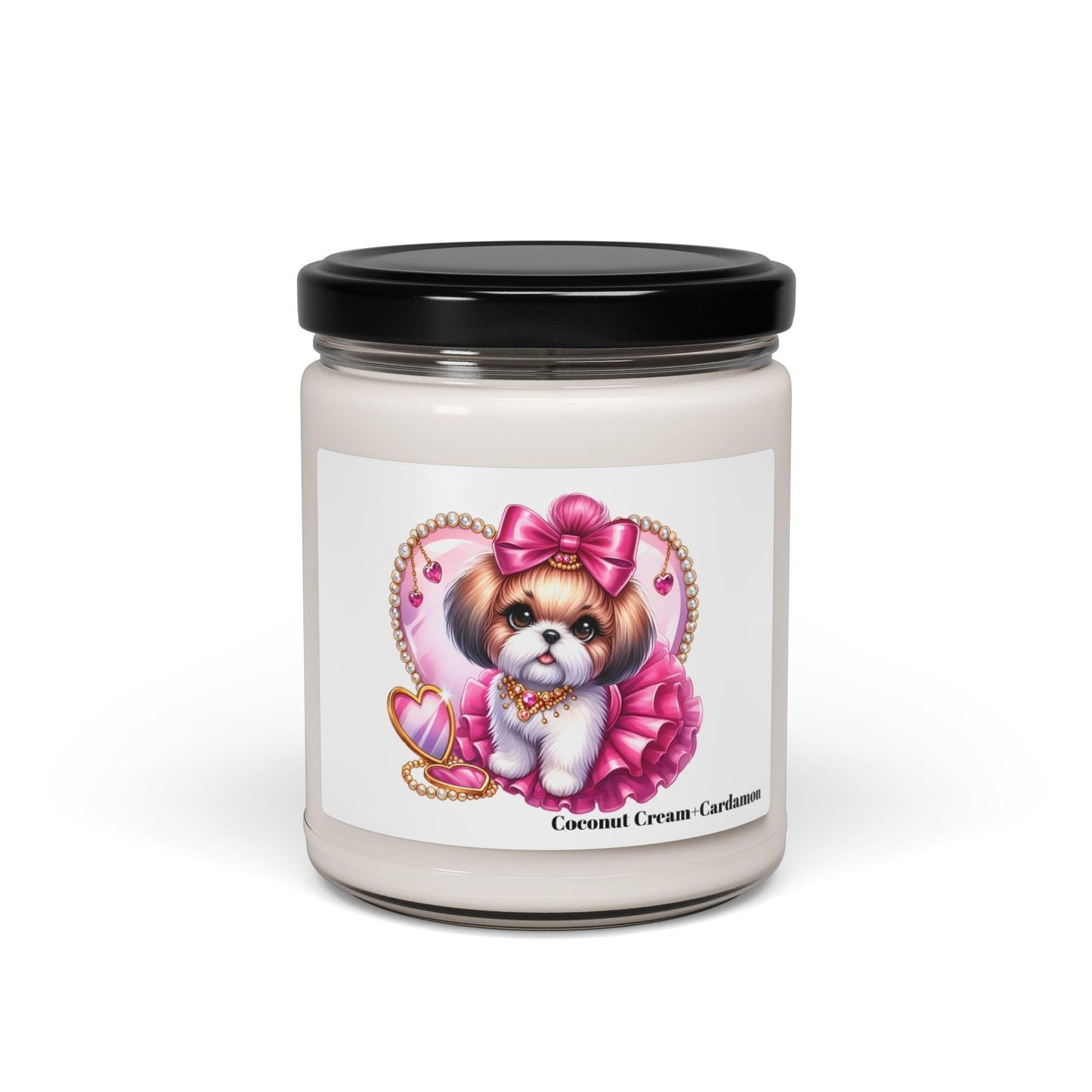 Pink Bow Shih Tzu Scented Soy Candle, 9oz - Shih Tzu Gifts