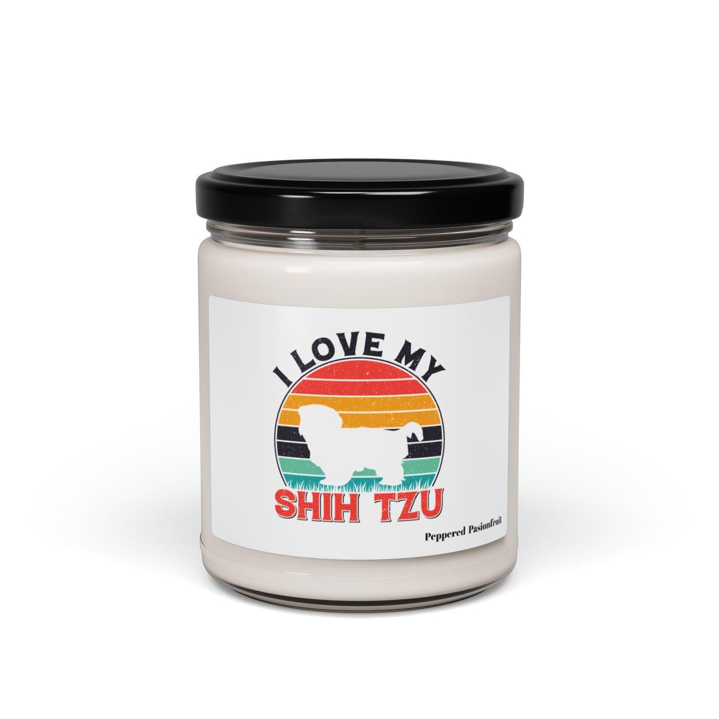 I Love My Shih Tzu With Rainbow Scented Soy Candle - Shih Tzu Gifts