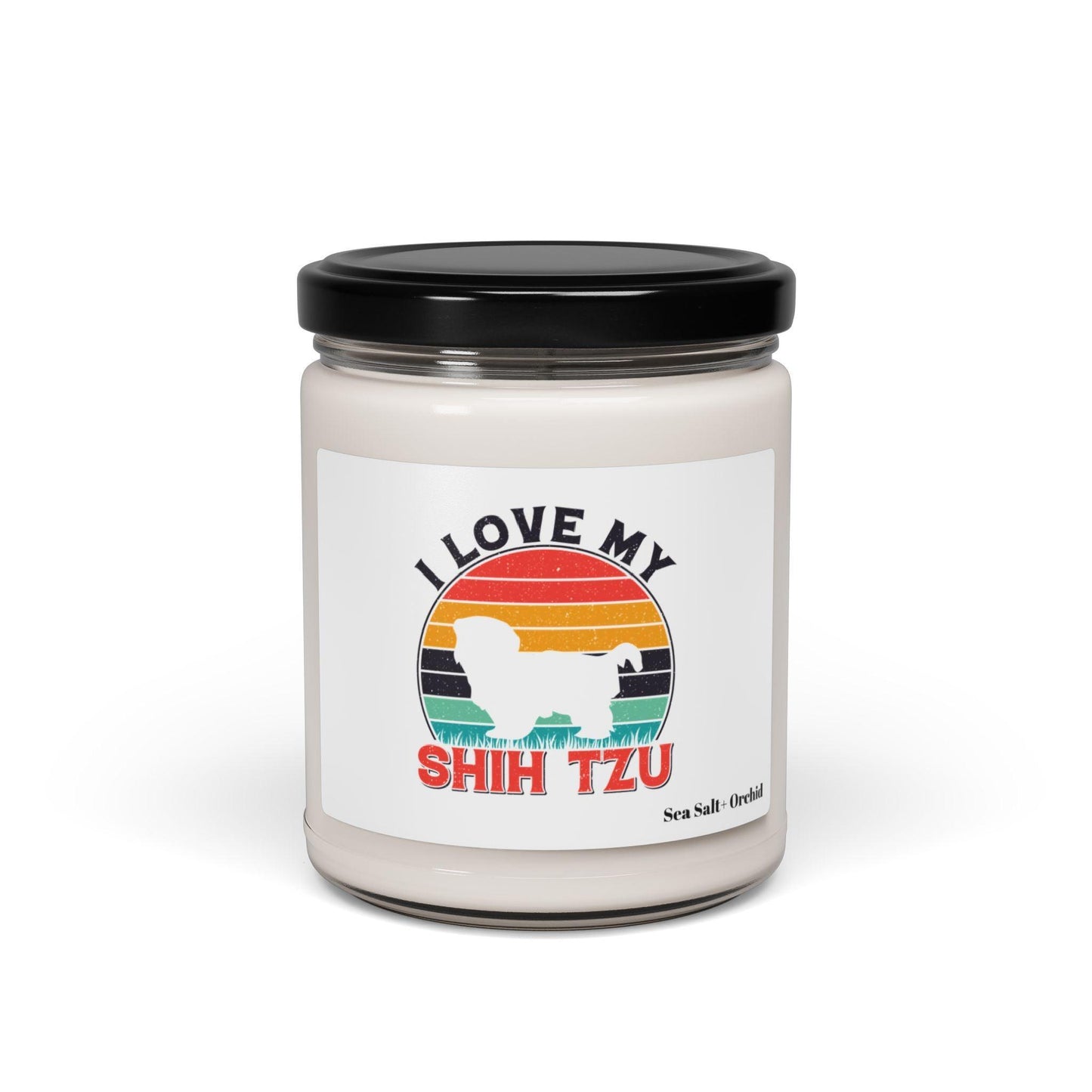 I Love My Shih Tzu With Rainbow Scented Soy Candle - Shih Tzu Gifts