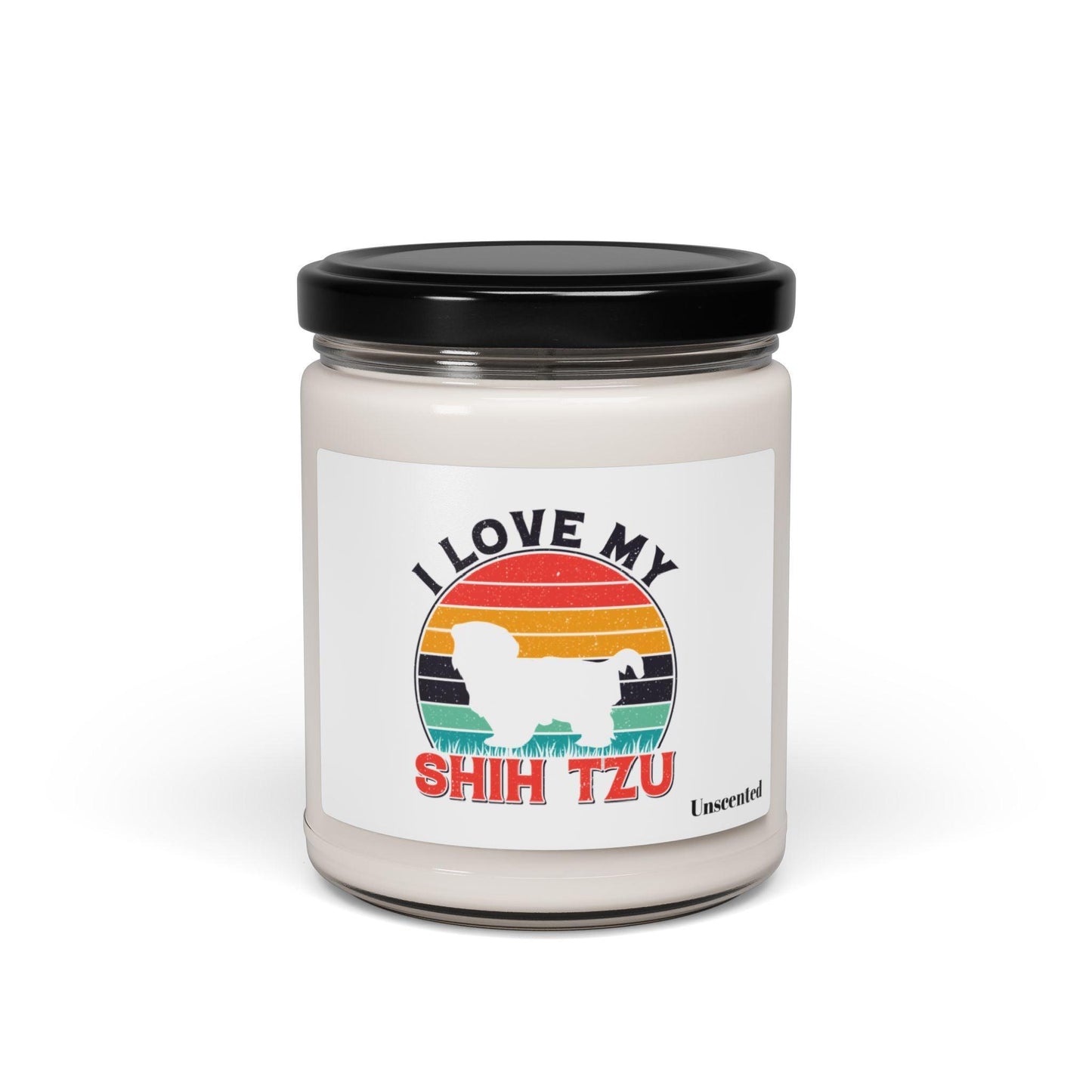 I Love My Shih Tzu With Rainbow Scented Soy Candle - Shih Tzu Gifts