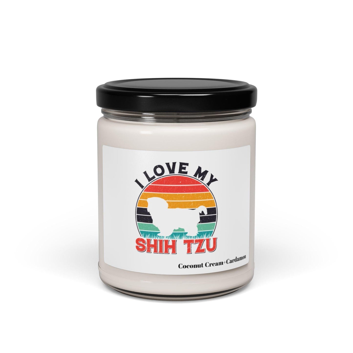 I Love My Shih Tzu With Rainbow Scented Soy Candle - Shih Tzu Gifts
