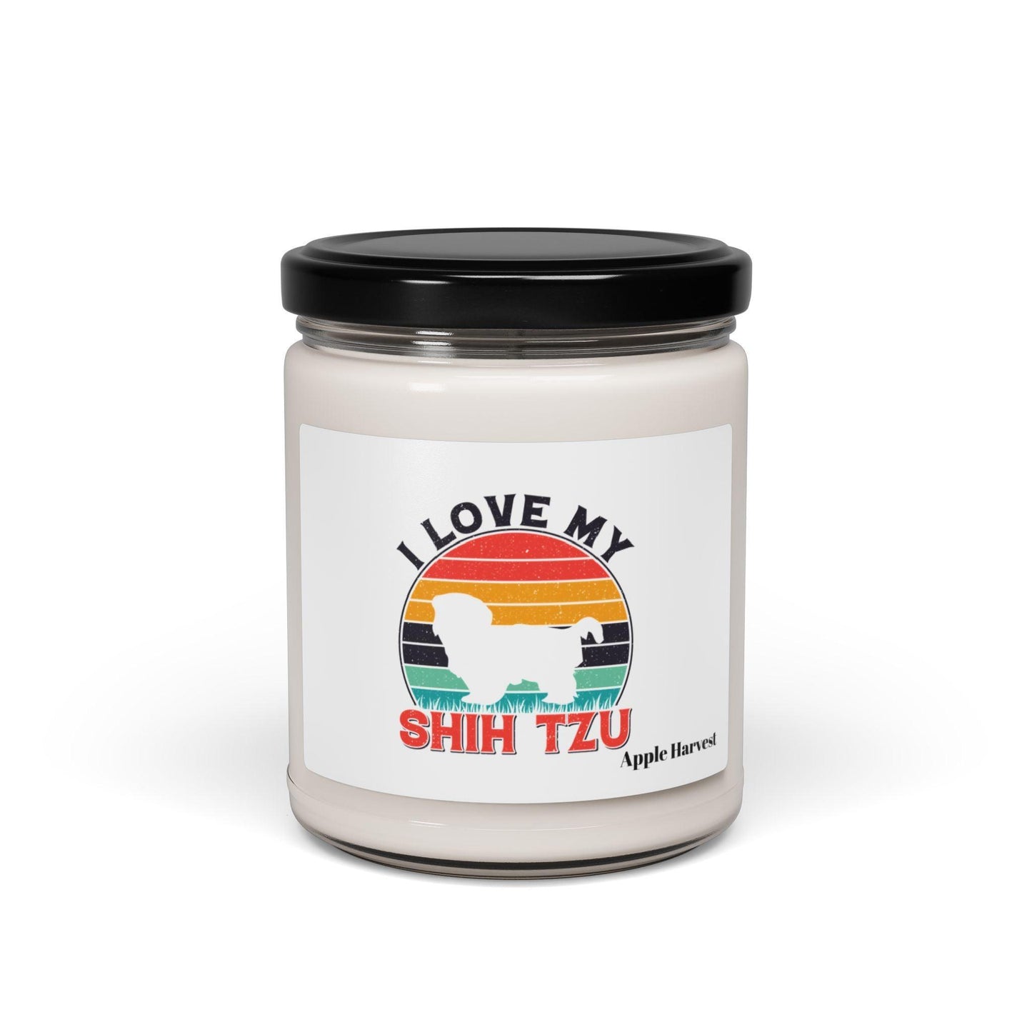I Love My Shih Tzu With Rainbow Scented Soy Candle - Shih Tzu Gifts