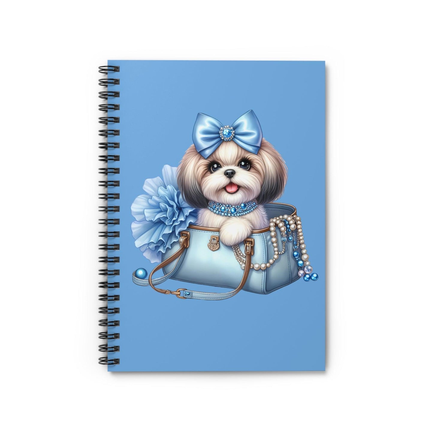 Blue Bow Shih Tzu Ruled Spiral Notebook - Shih Tzu Gifts