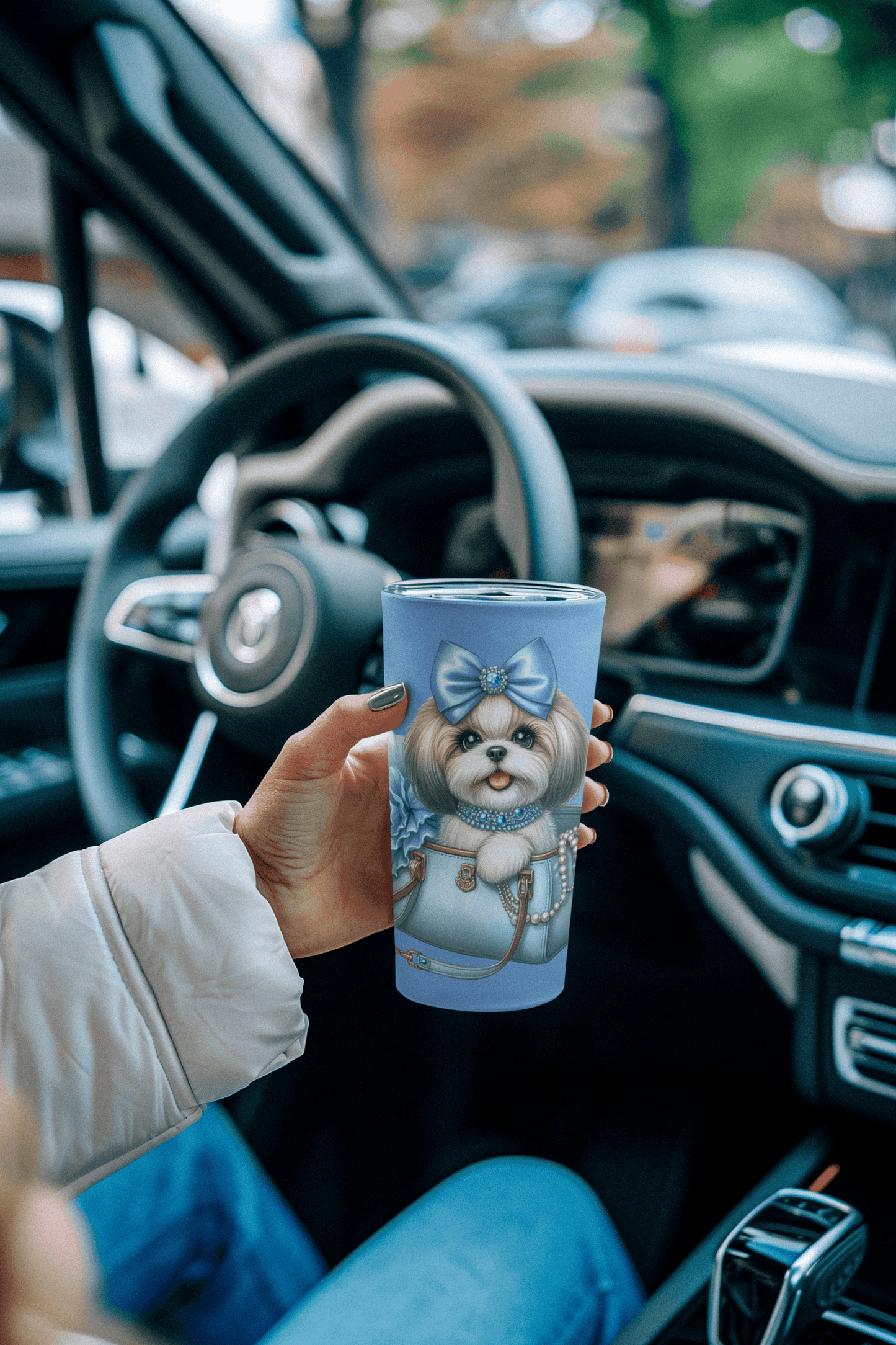 Blue Bow Shih Tzu Tumbler - Shih Tzu Gifts