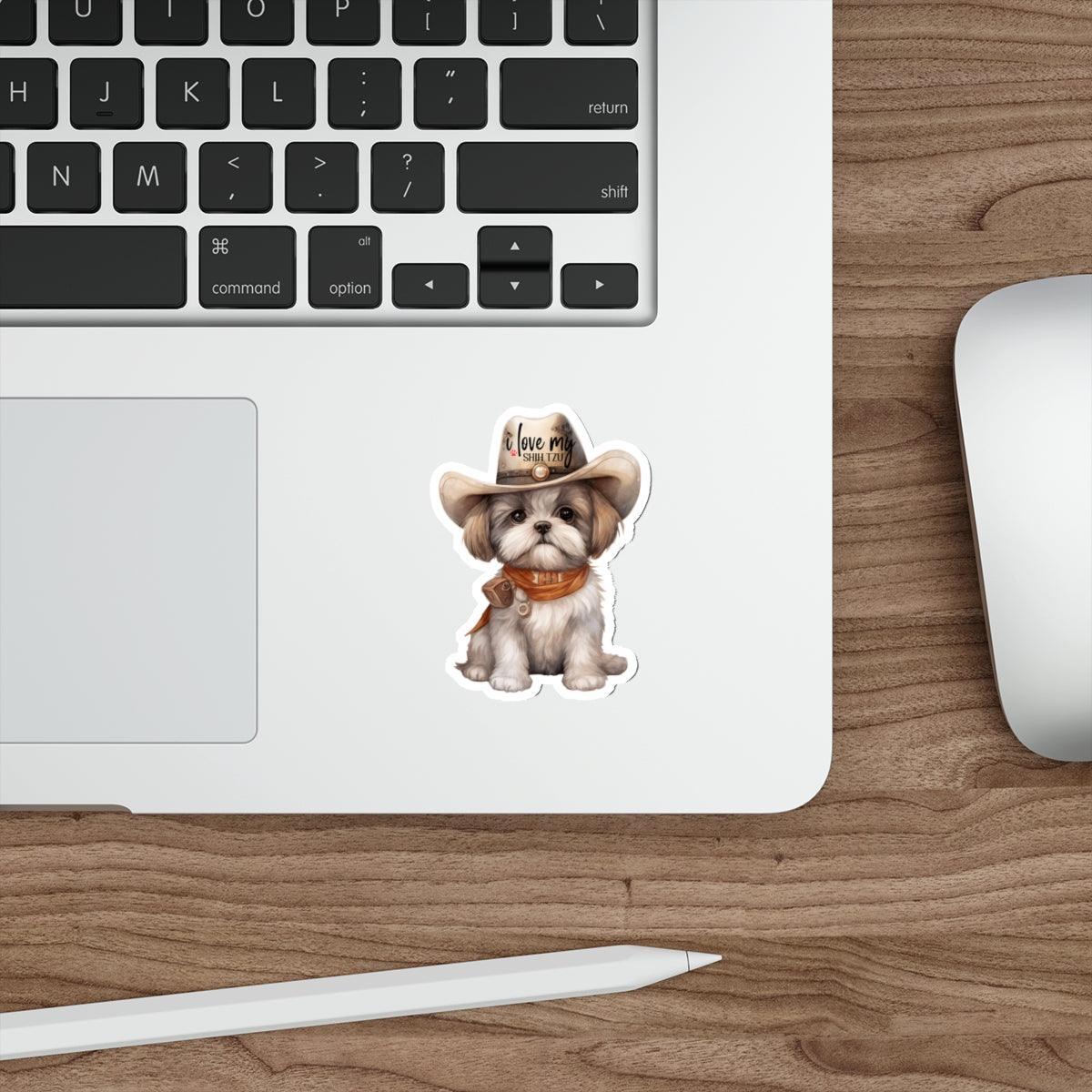 Cowboy Shih Tzu Die-Cut Stickers - Shih Tzu Gifts