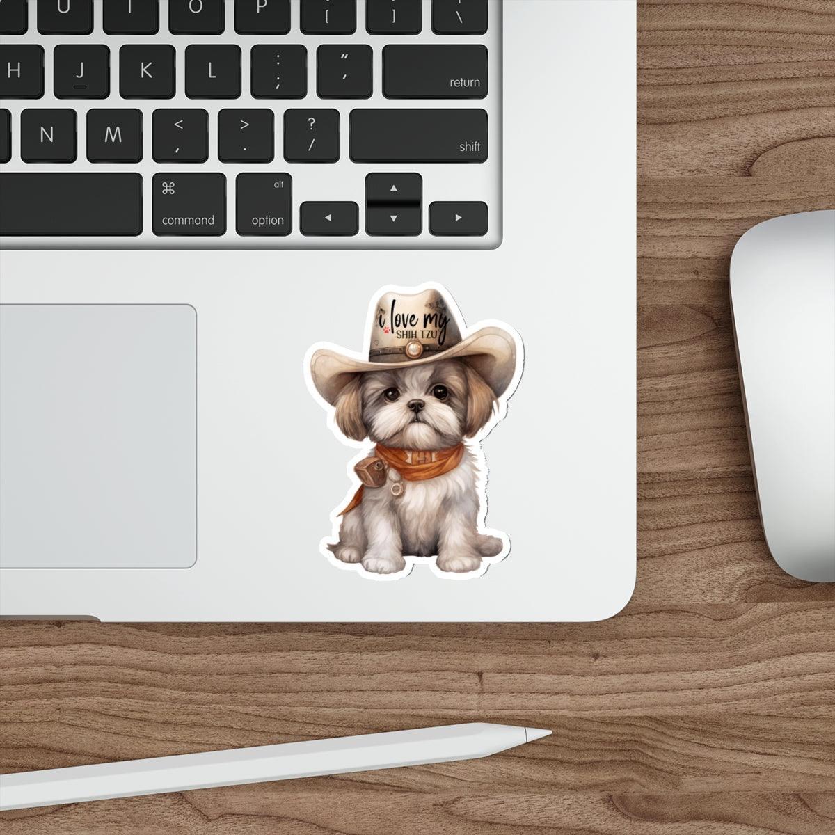 Cowboy Shih Tzu Die-Cut Stickers - Shih Tzu Gifts