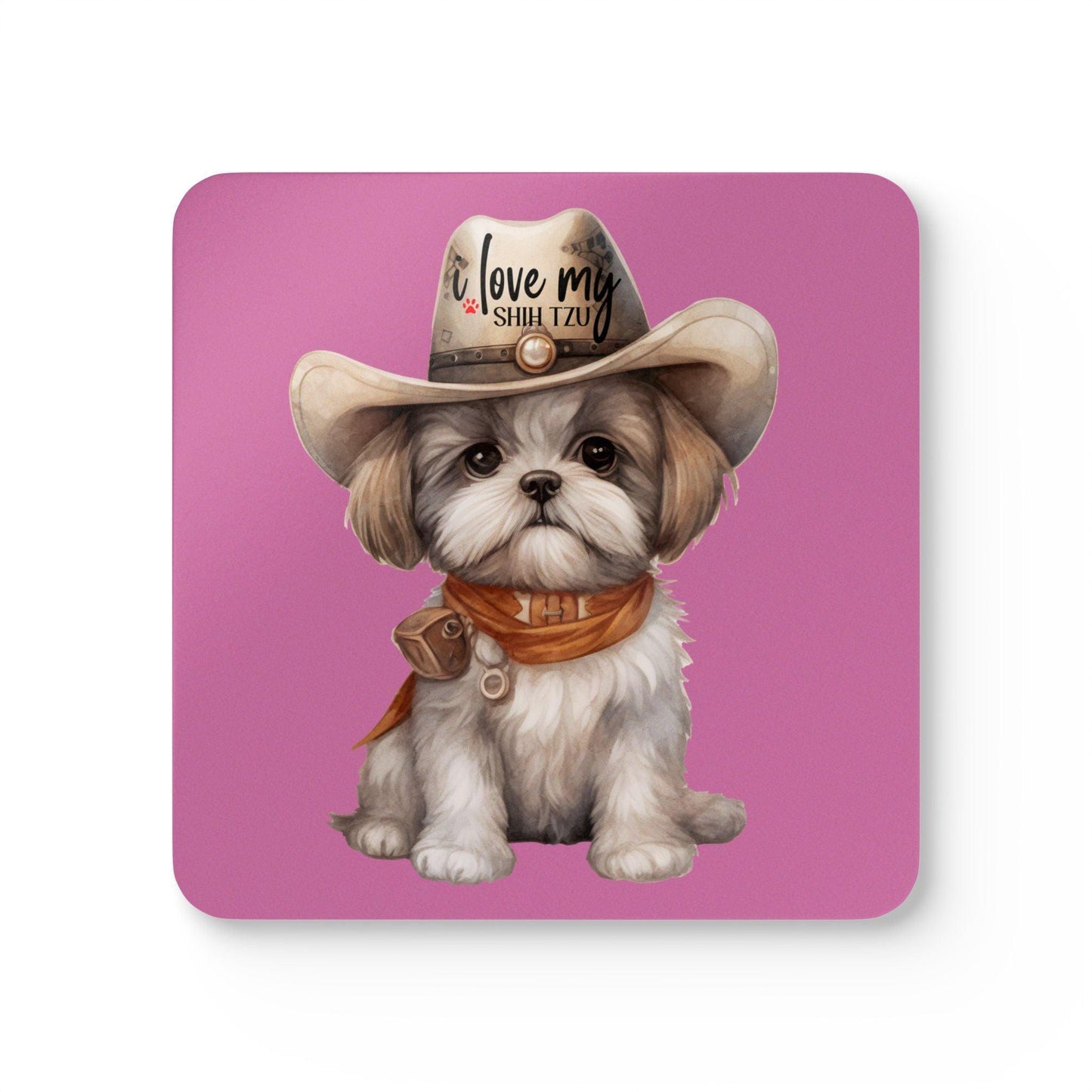 Cowboy Shih Tzu Corkwood Coaster Set - Shih Tzu Gifts