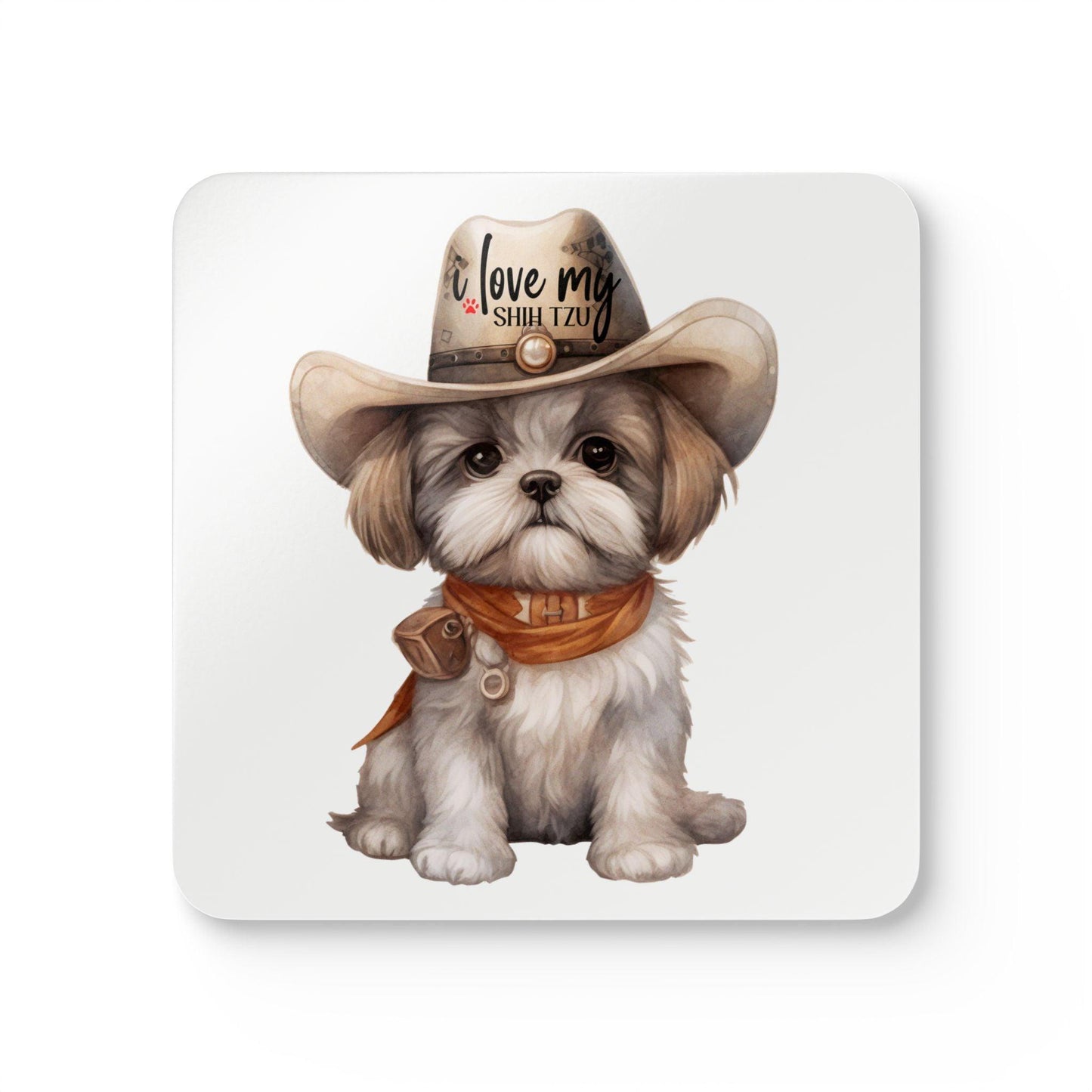 Cowboy Shih Tzu Corkwood Coaster Set - Shih Tzu Gifts