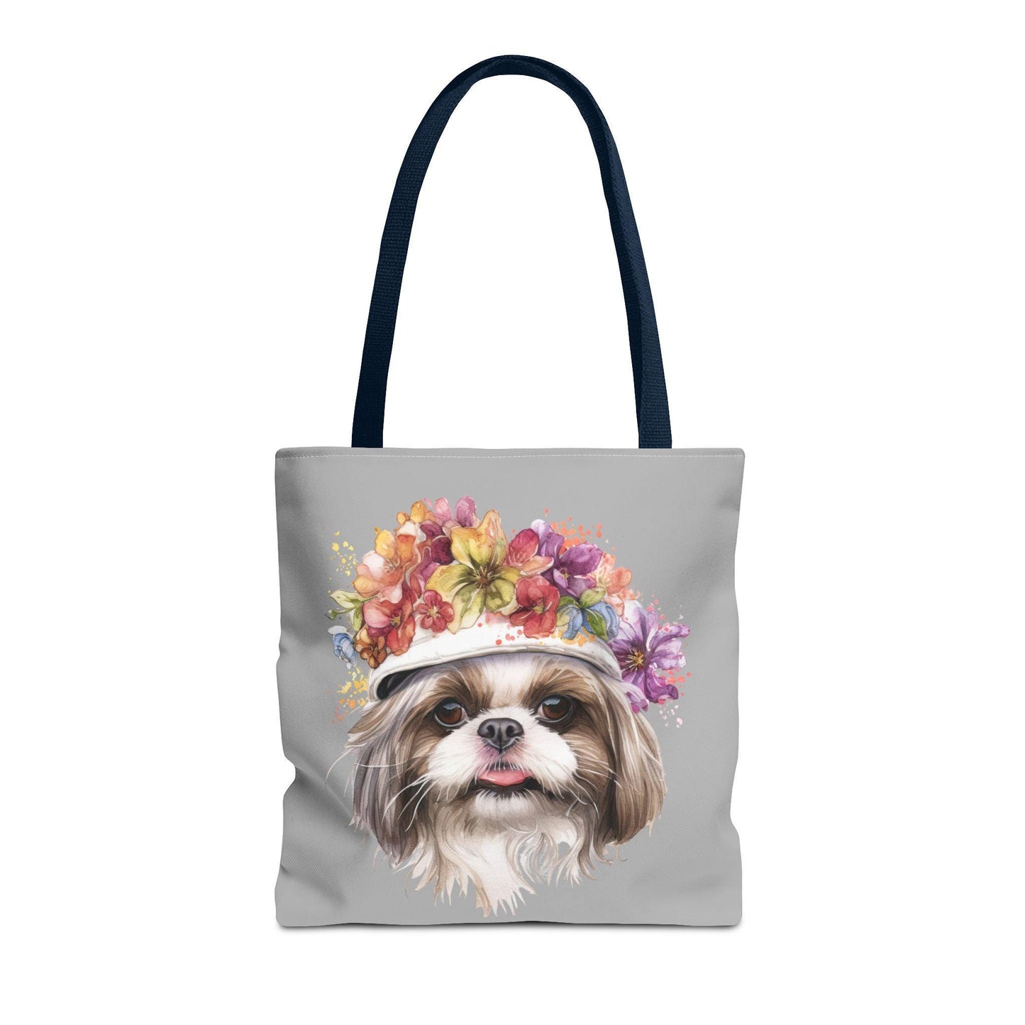 Shih Tzu With Flower Hat Tote Bag Light Grey - Shih Tzu Gifts