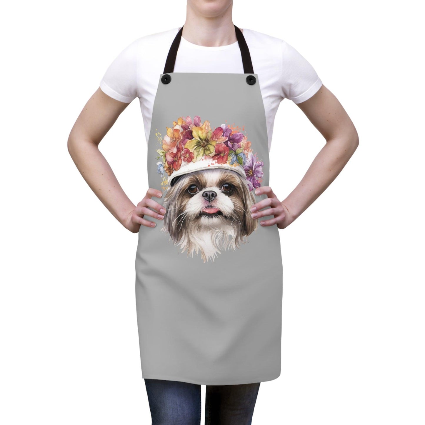 Shih Tzu With Flowers Hat Apron - Shih Tzu Gifts