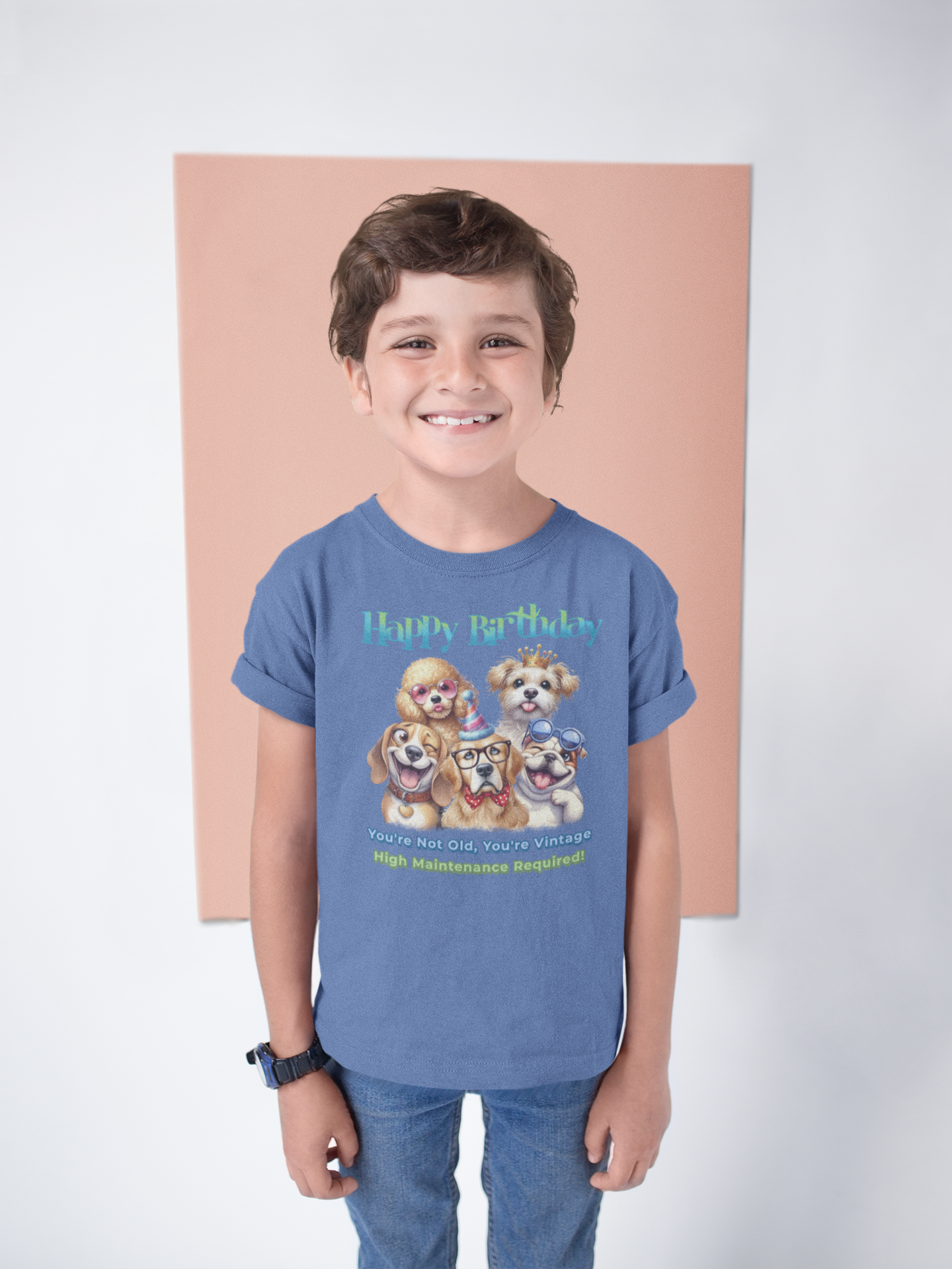 Funny Dog Birthday Youth Tee – You’re Not Old, You’re Vintage!