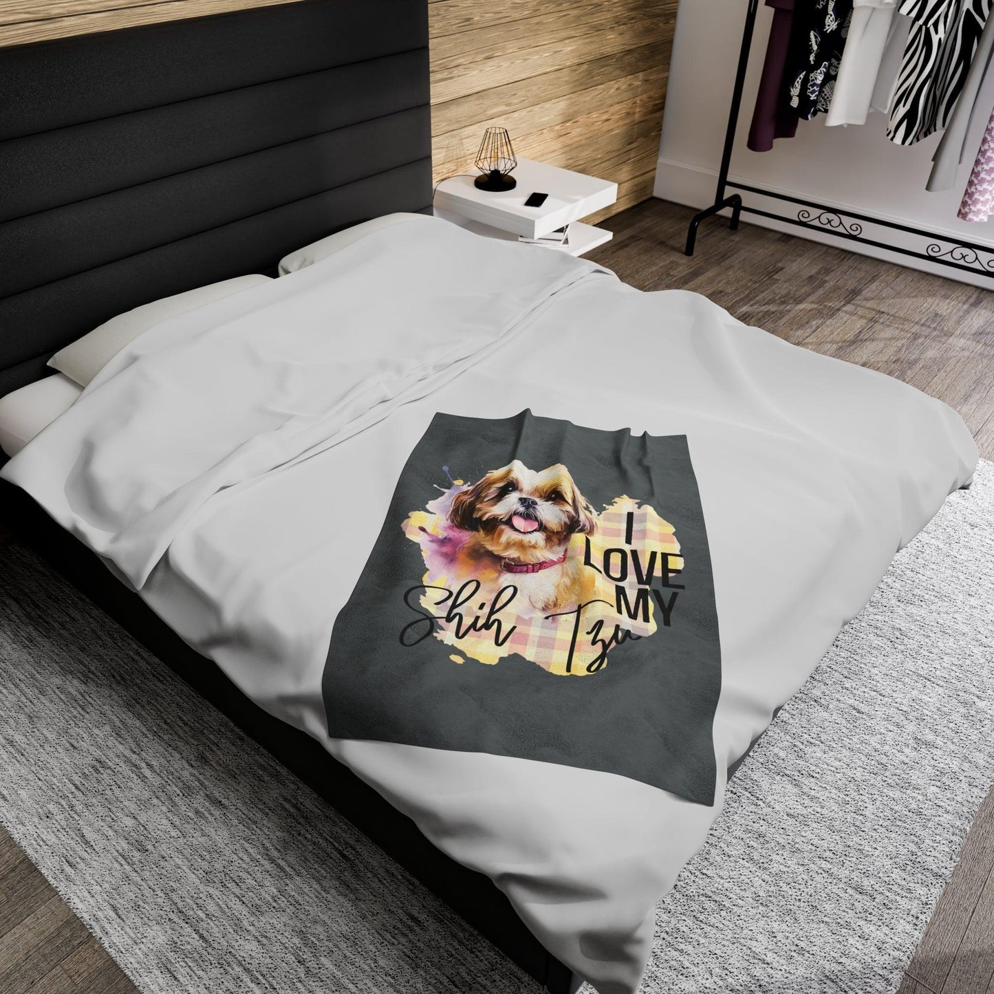 I Love My Shih Tzu Velveteen Plush Blanket - Shih Tzu Gifts