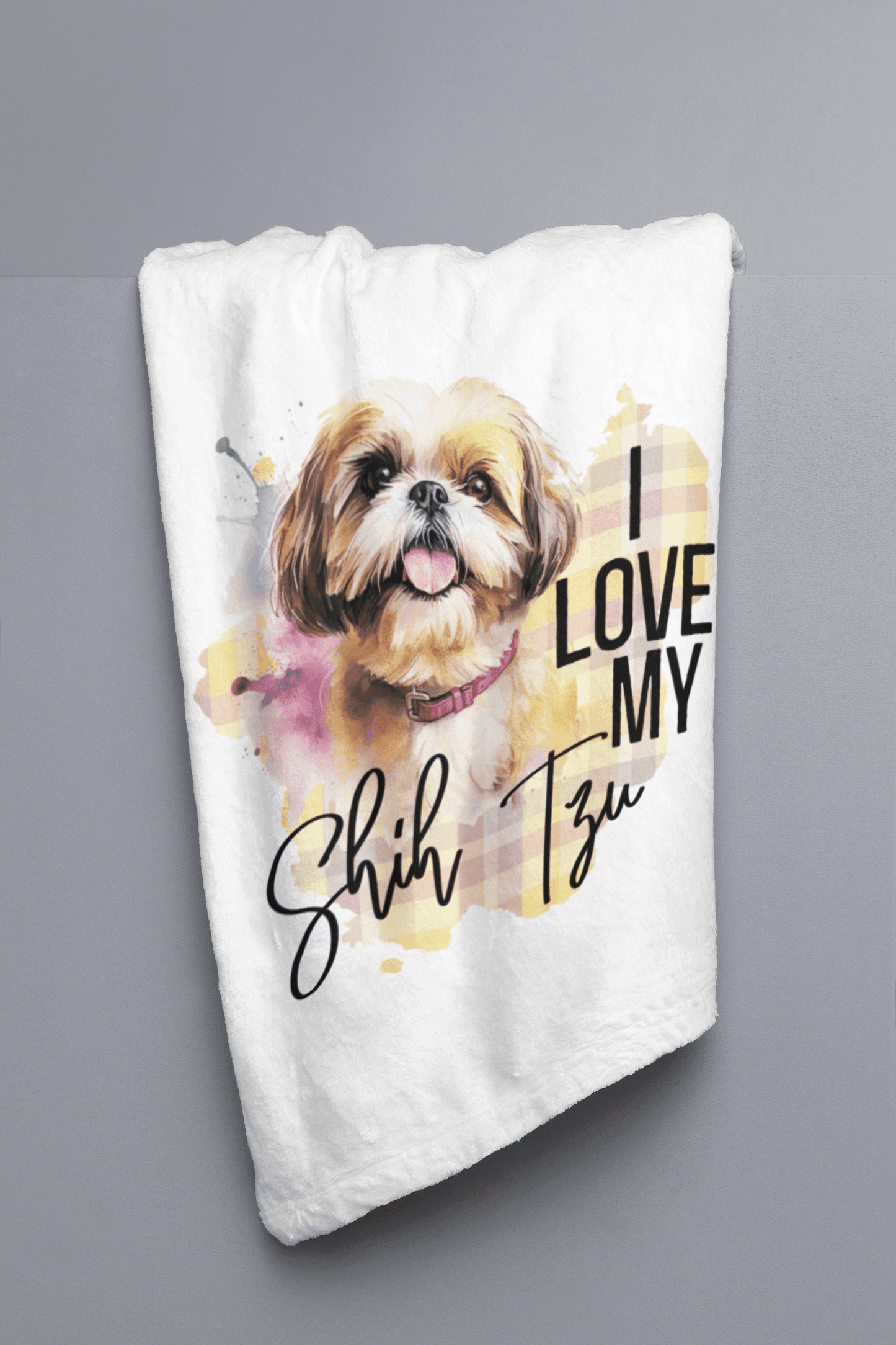 I Love My Shih Tzu Velveteen Plush Blanket - Shih Tzu Gifts