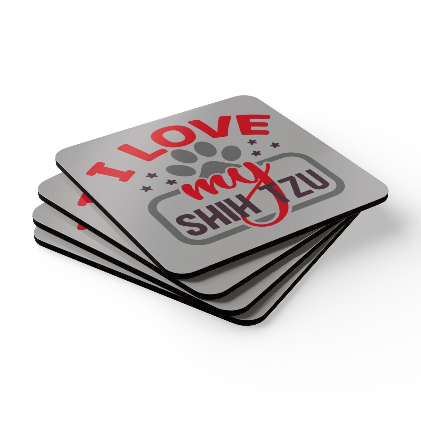 I Love My Shih Tzu Corkwood Coaster Set - Shih Tzu Gifts