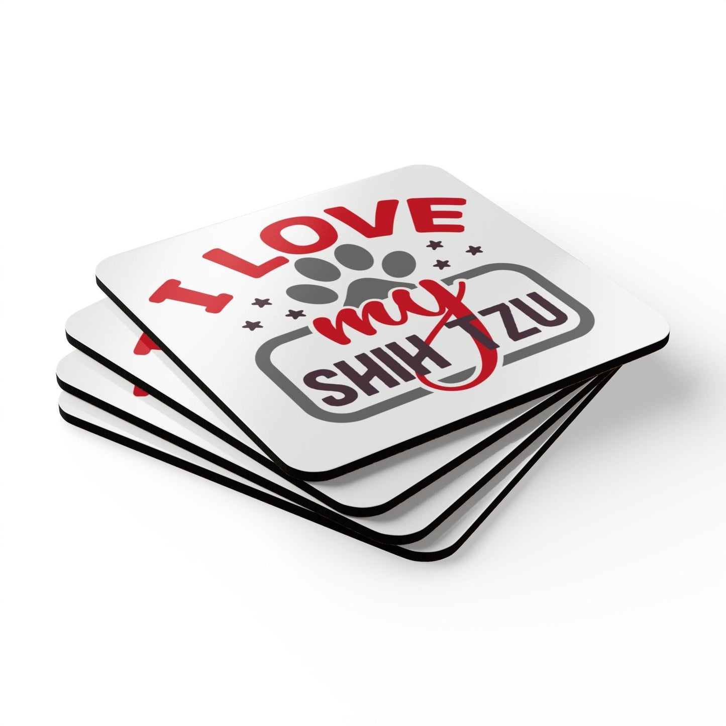 I Love My Shih Tzu Corkwood Coaster Set - Shih Tzu Gifts