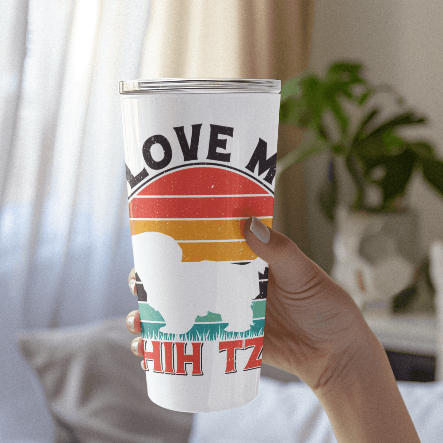 I Love My Shih Tzu With Rainbow Tumbler - Shih Tzu Gifts