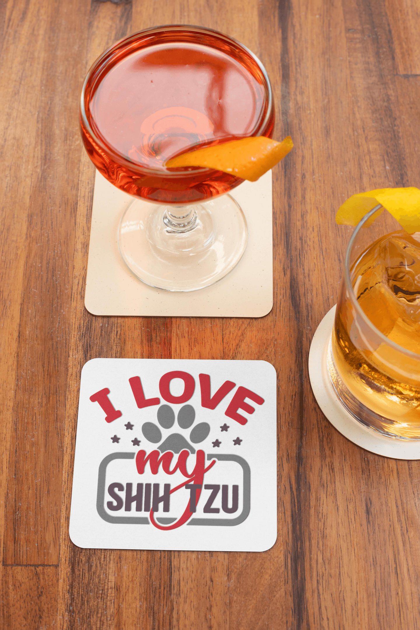 I Love My Shih Tzu Corkwood Coaster Set - Shih Tzu Gifts
