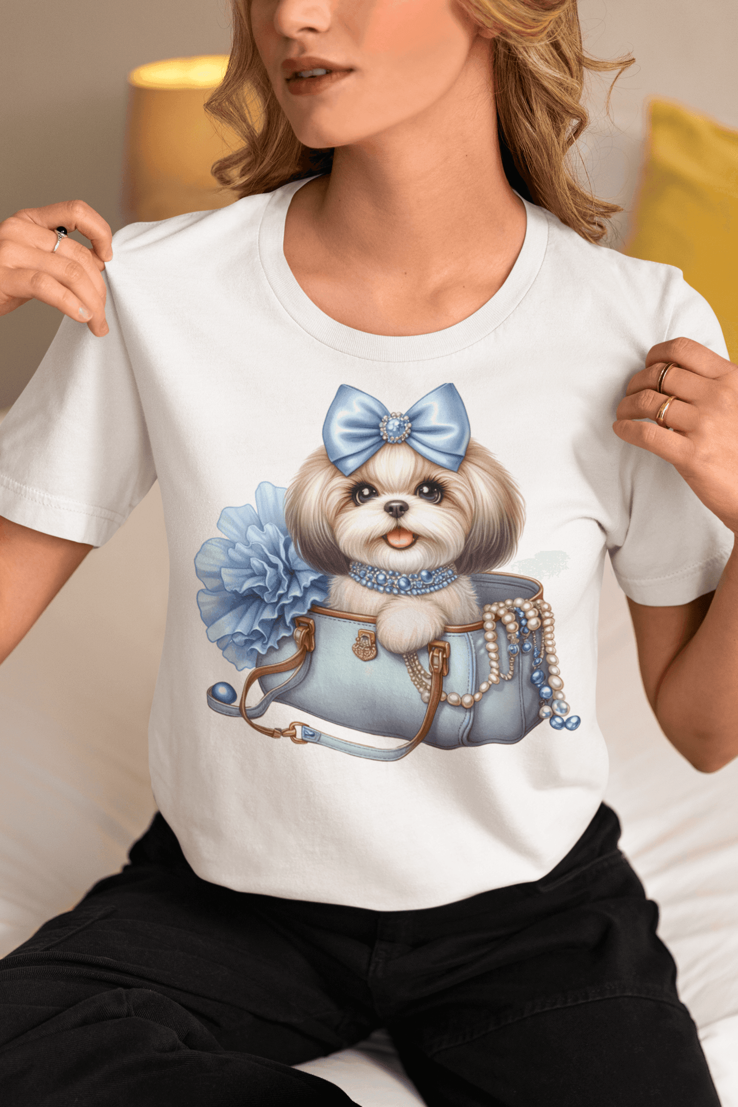 Blue Bow Shih Tzu T-Shirt – Perfect Gift for Shih Tzu Lovers - Shih Tzu Gifts