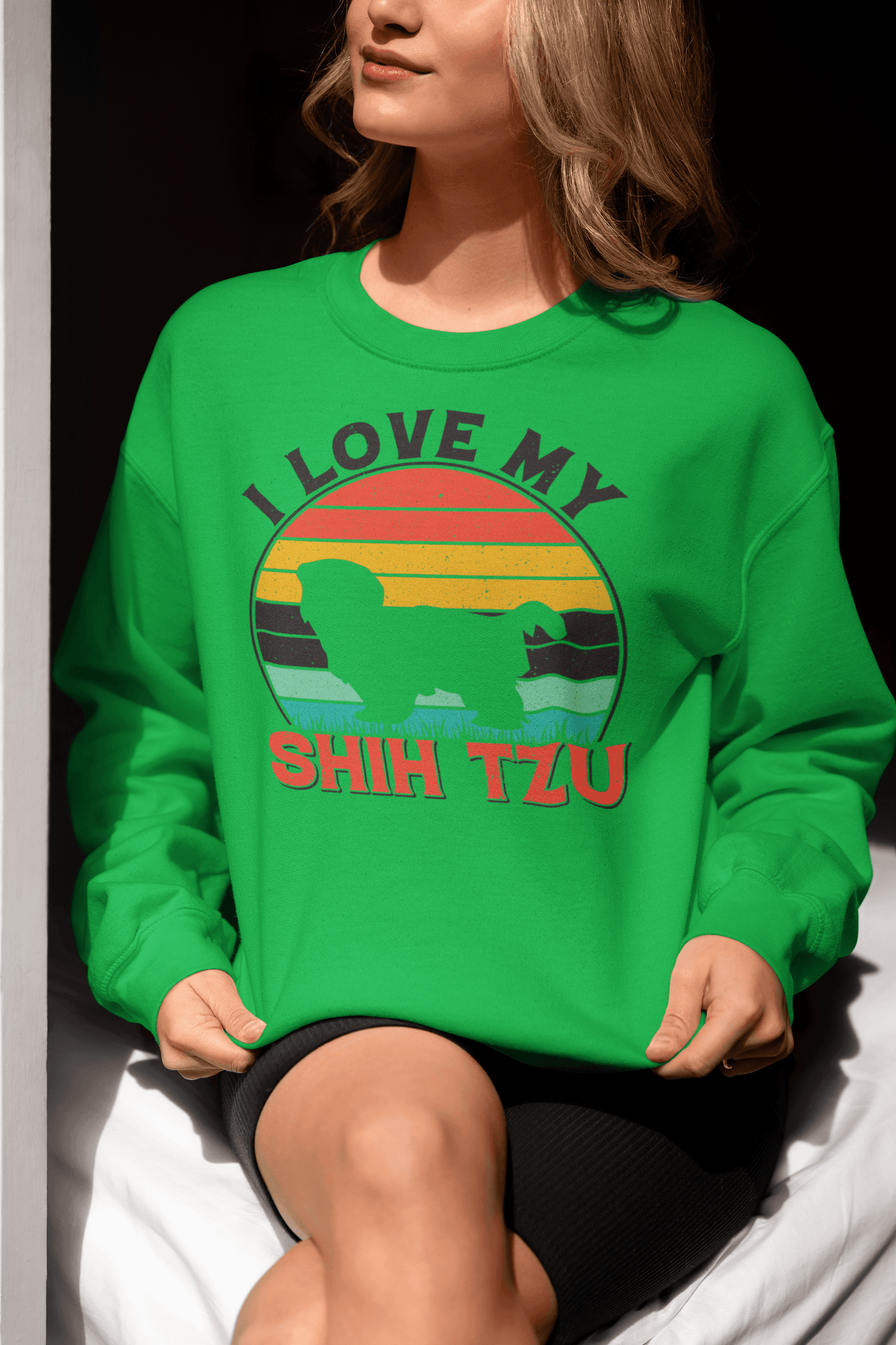 I Love My Shih Tzu With Rainbow Sweatshirt - Shih Tzu Gifts
