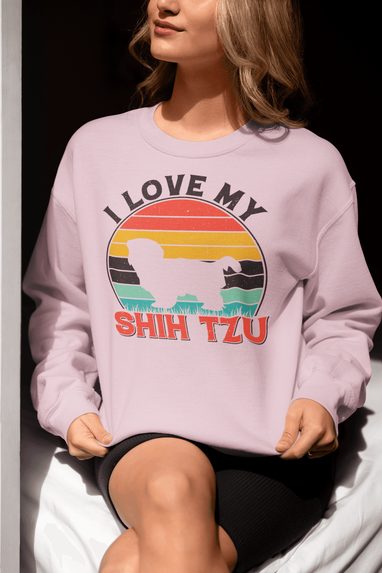 I Love My Shih Tzu With Rainbow Sweatshirt - Shih Tzu Gifts