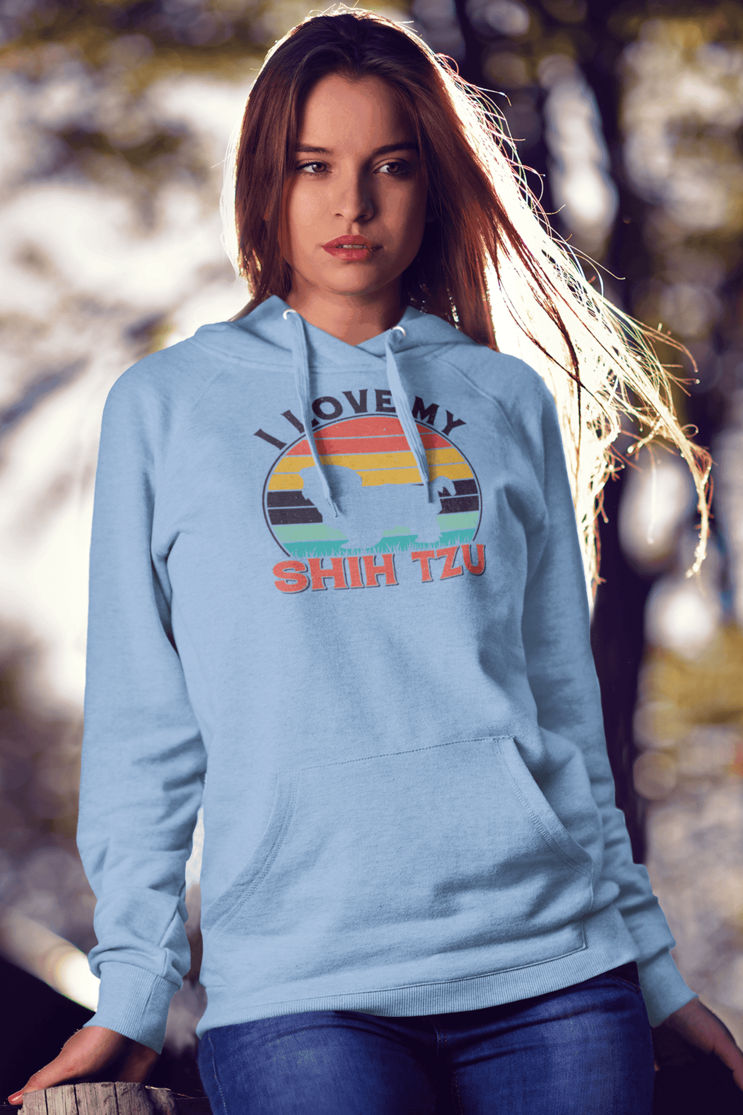 I Love My Shih Tzu With Rainbow Hooded Sweatshirt - Shih Tzu Gifts