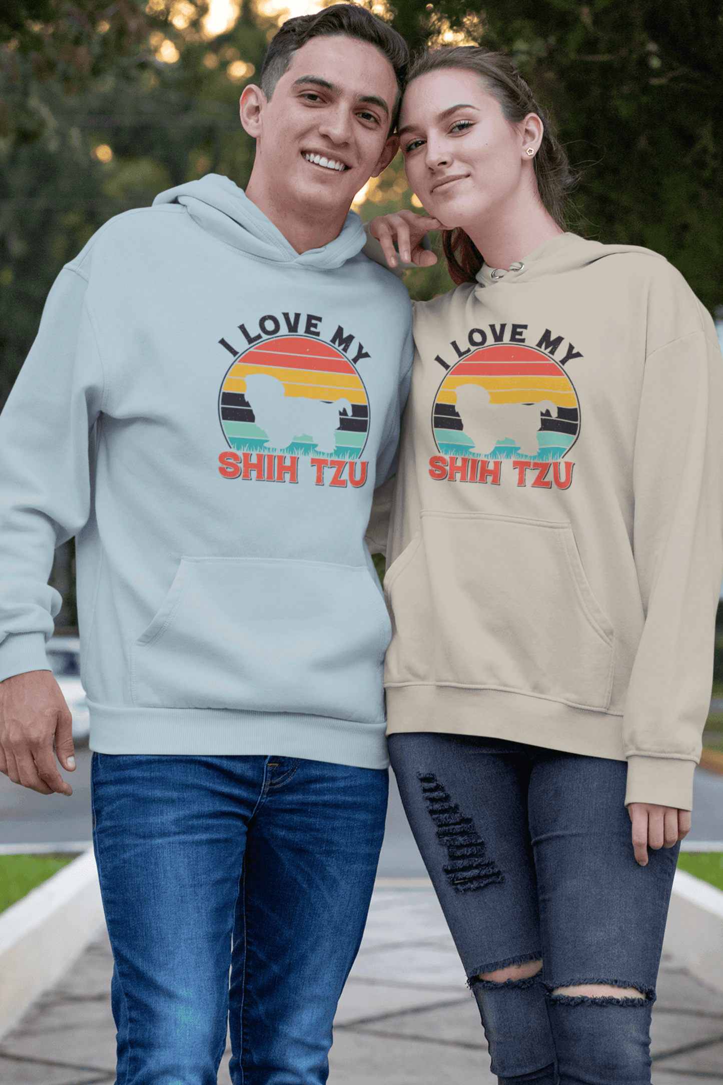 I Love My Shih Tzu With Rainbow Hooded Sweatshirt - Shih Tzu Gifts