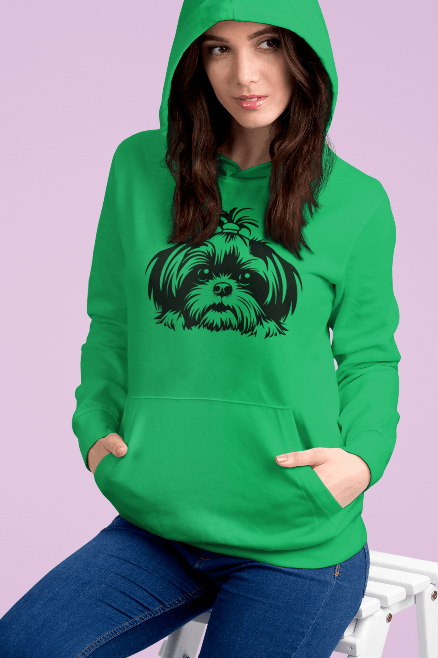 Shih-Tzu-Black-and-White-Unisex Heavy Blend™ Hooded Sweatshirt - Shih Tzu Gifts