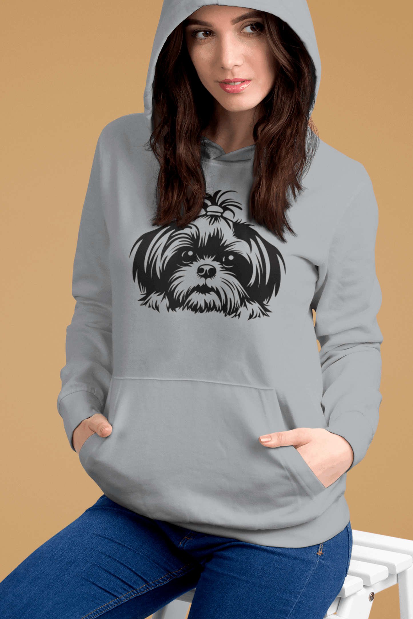 Shih-Tzu-Black-and-White-Unisex Heavy Blend™ Hooded Sweatshirt - Shih Tzu Gifts