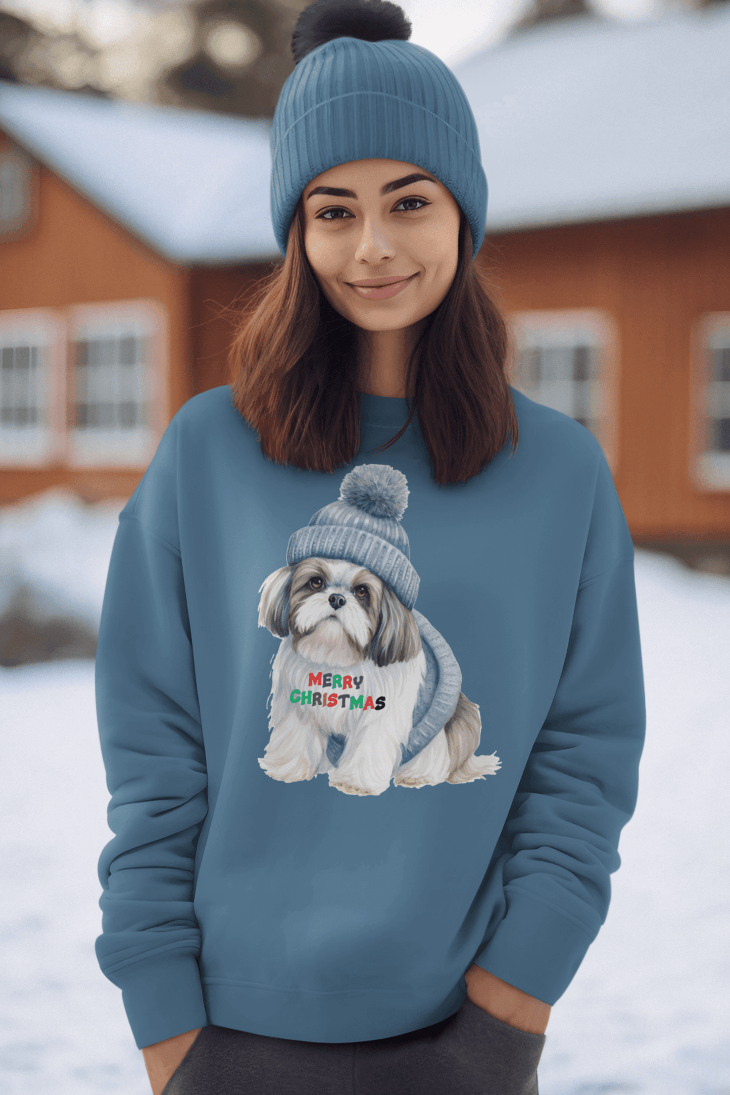 Merry Christmas Shih Tzu Sweatshirt – Festive Holiday Gift for Dog Lovers - Shih Tzu Gifts