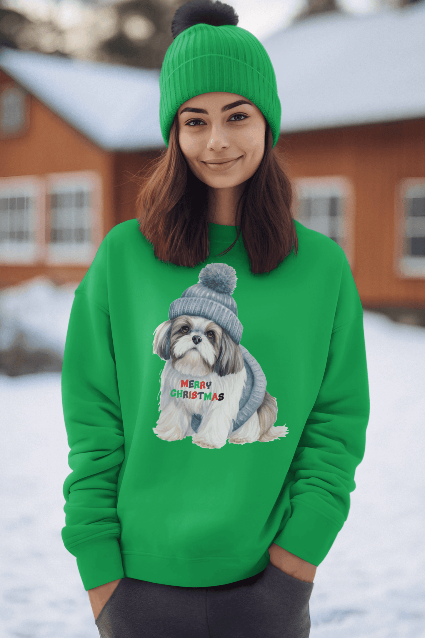 Merry Christmas Shih Tzu Sweatshirt – Festive Holiday Gift for Dog Lovers - Shih Tzu Gifts