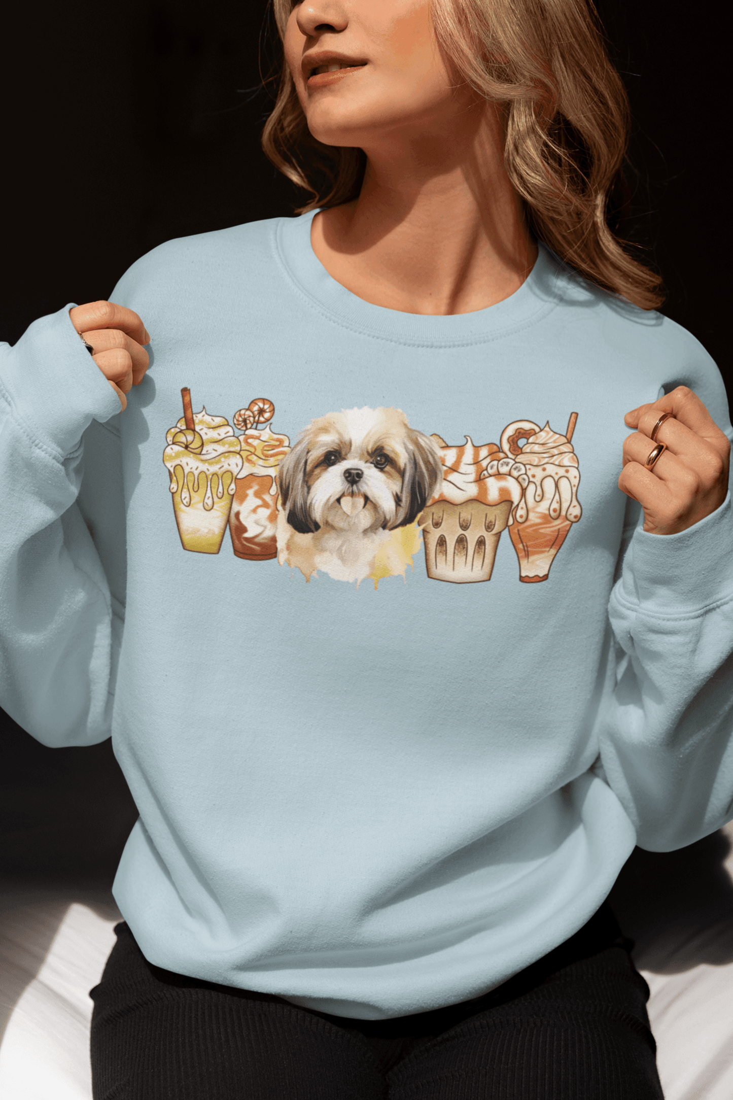 Shih Tzu With Ice Coffee Sweatshirt - Shih Tzu Gifts