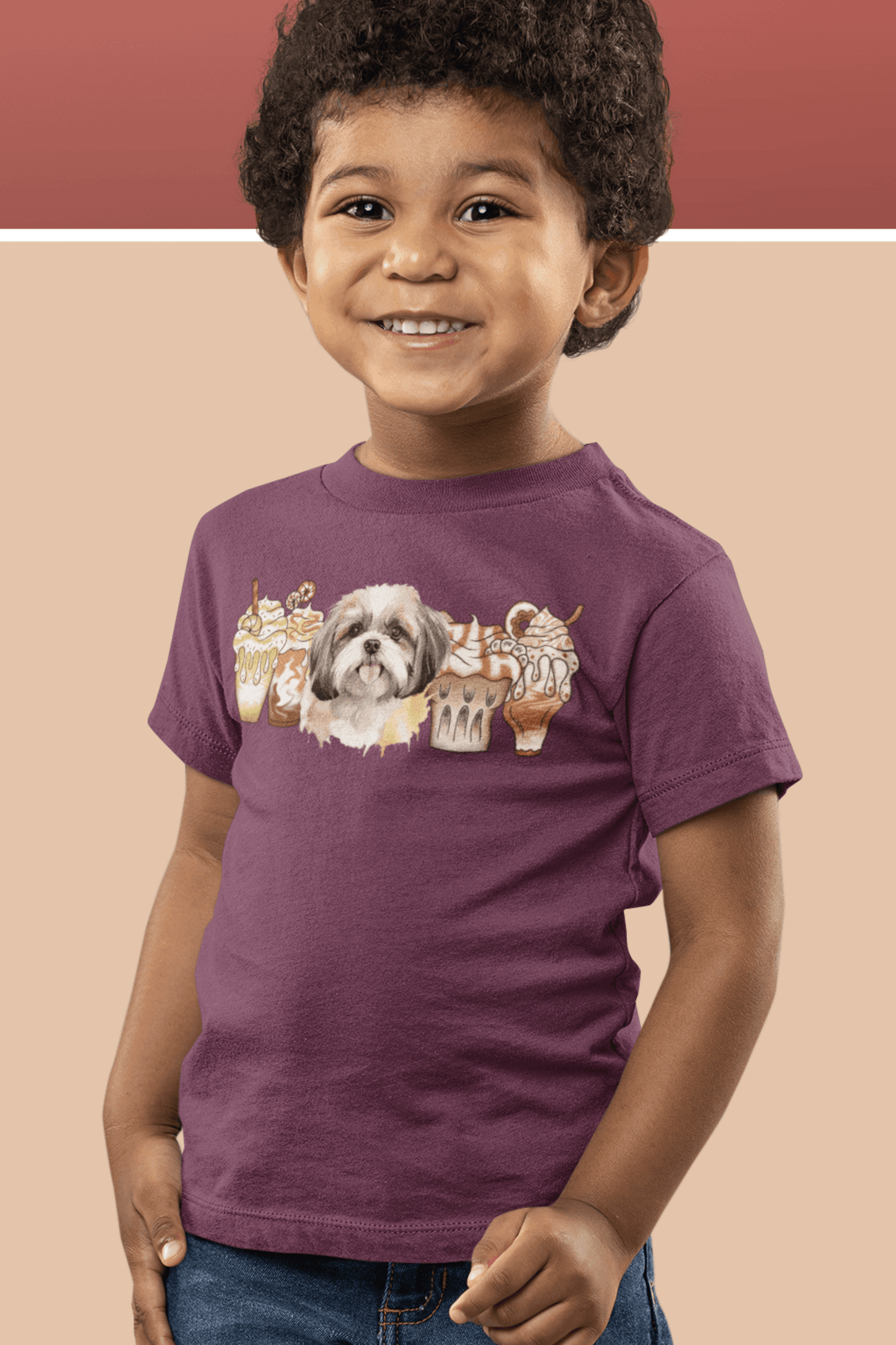 Shih Tzu With Ice Coffee Youth Short Sleeve Tee - Shih Tzu Gifts