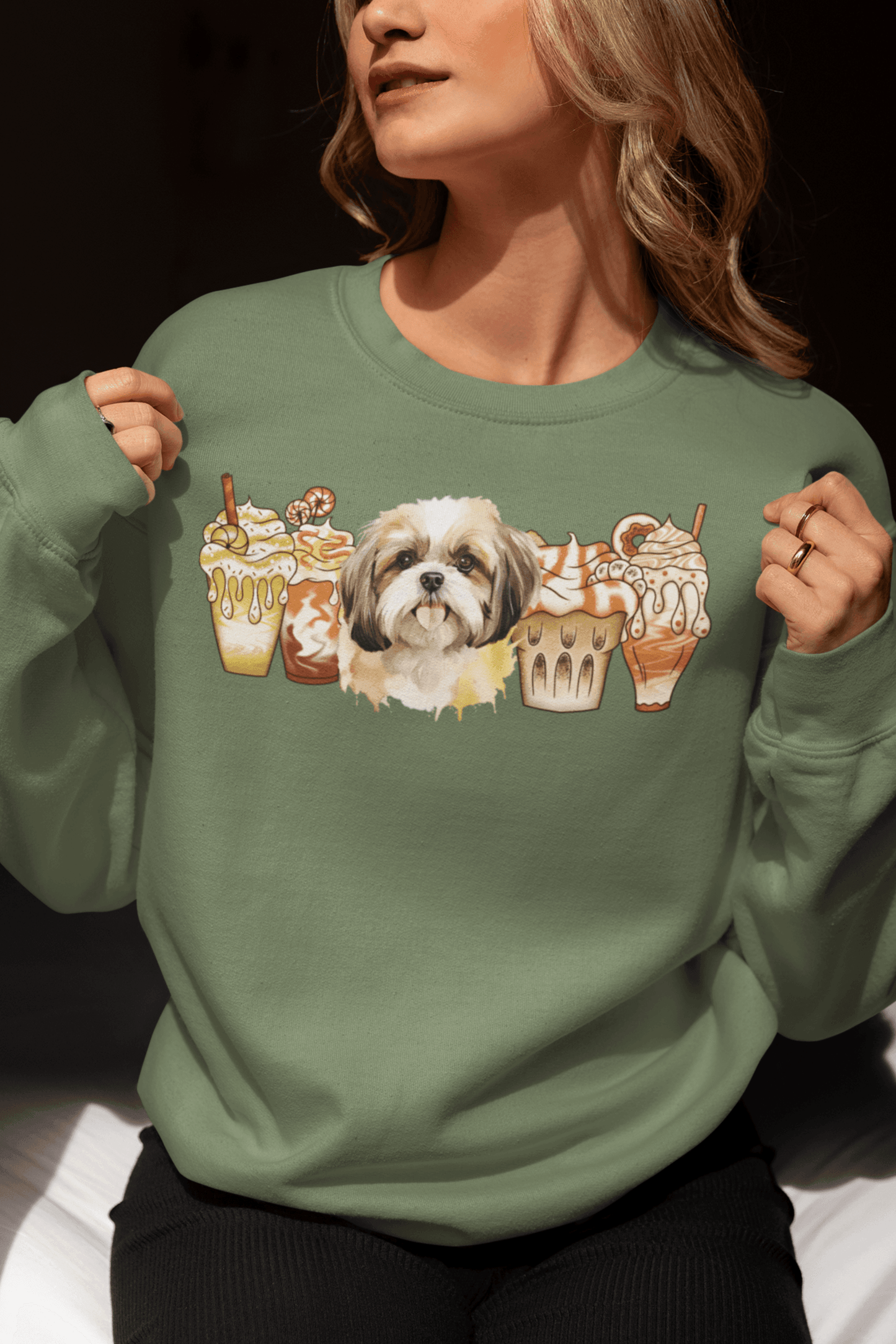 Shih Tzu With Ice Coffee Sweatshirt - Shih Tzu Gifts