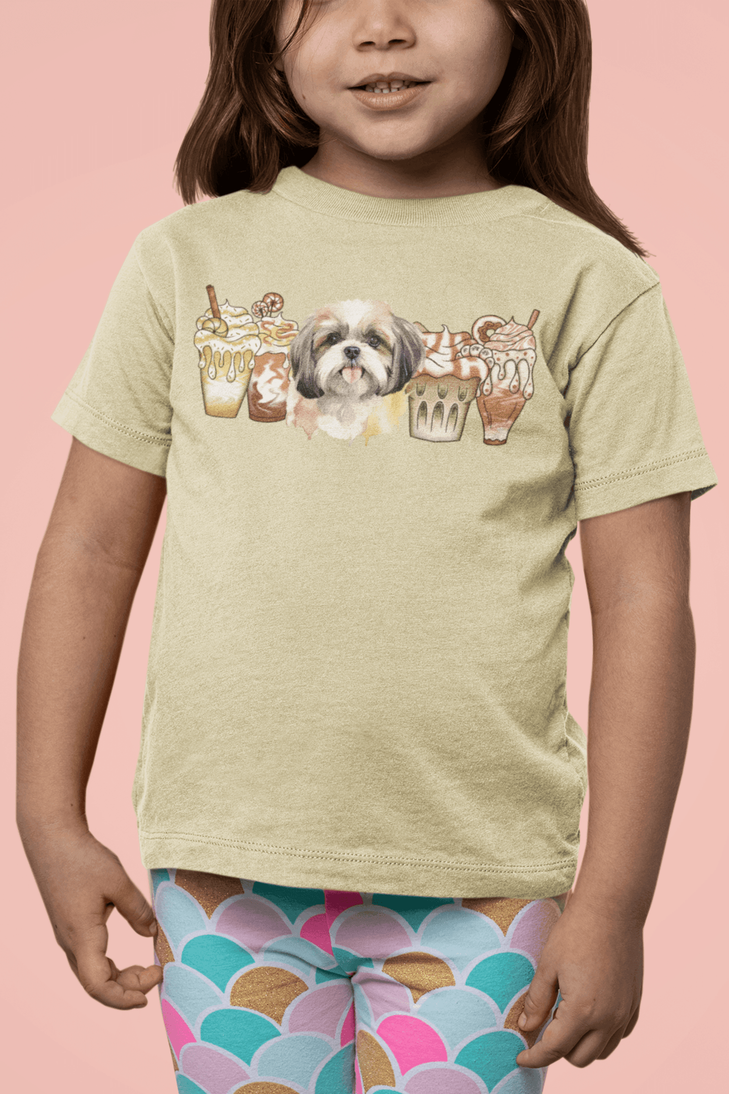Shih Tzu With Ice Coffee Youth Short Sleeve Tee - Shih Tzu Gifts