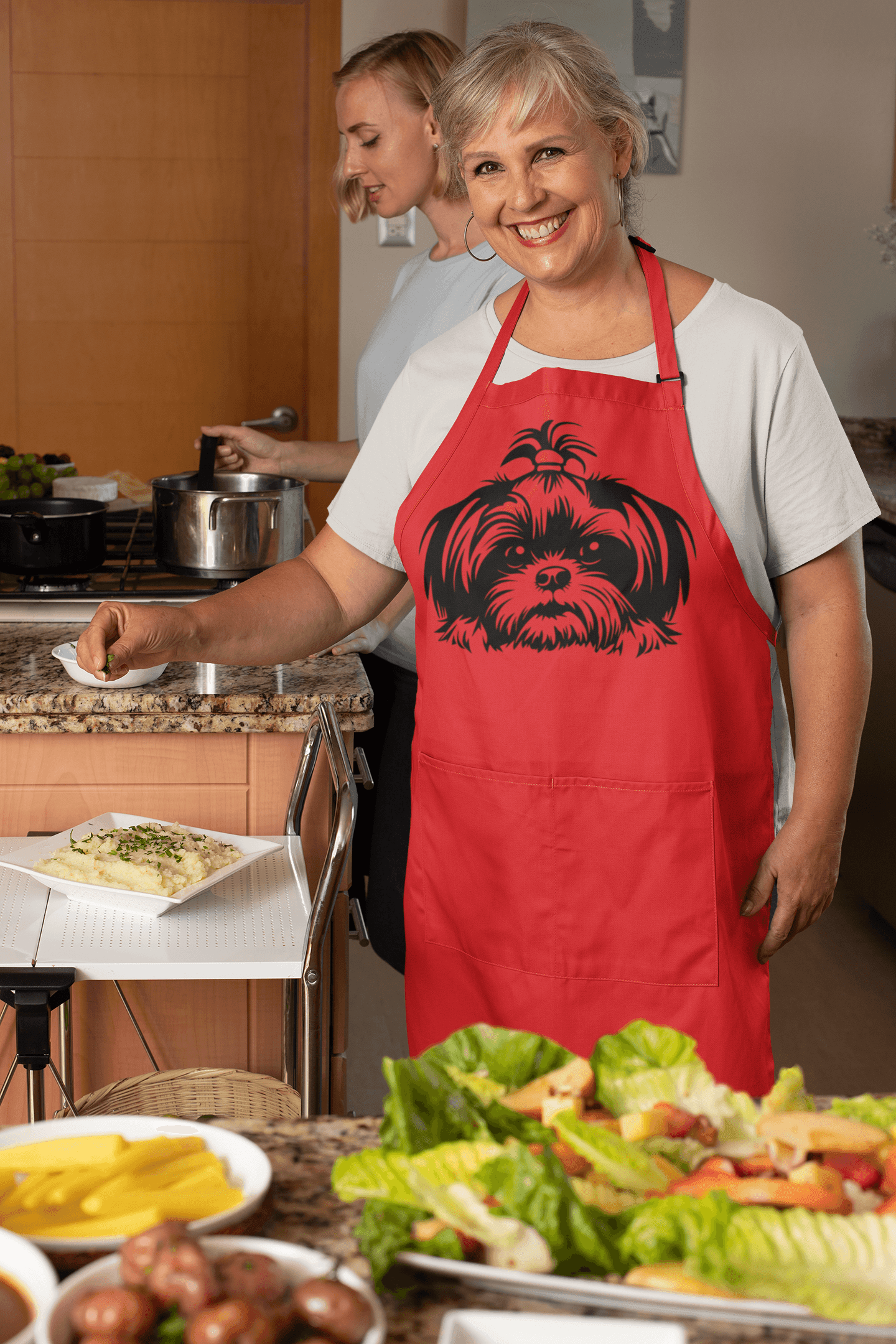 Shih-Tzu-Black-and-White-white-Apron - Shih Tzu Gifts