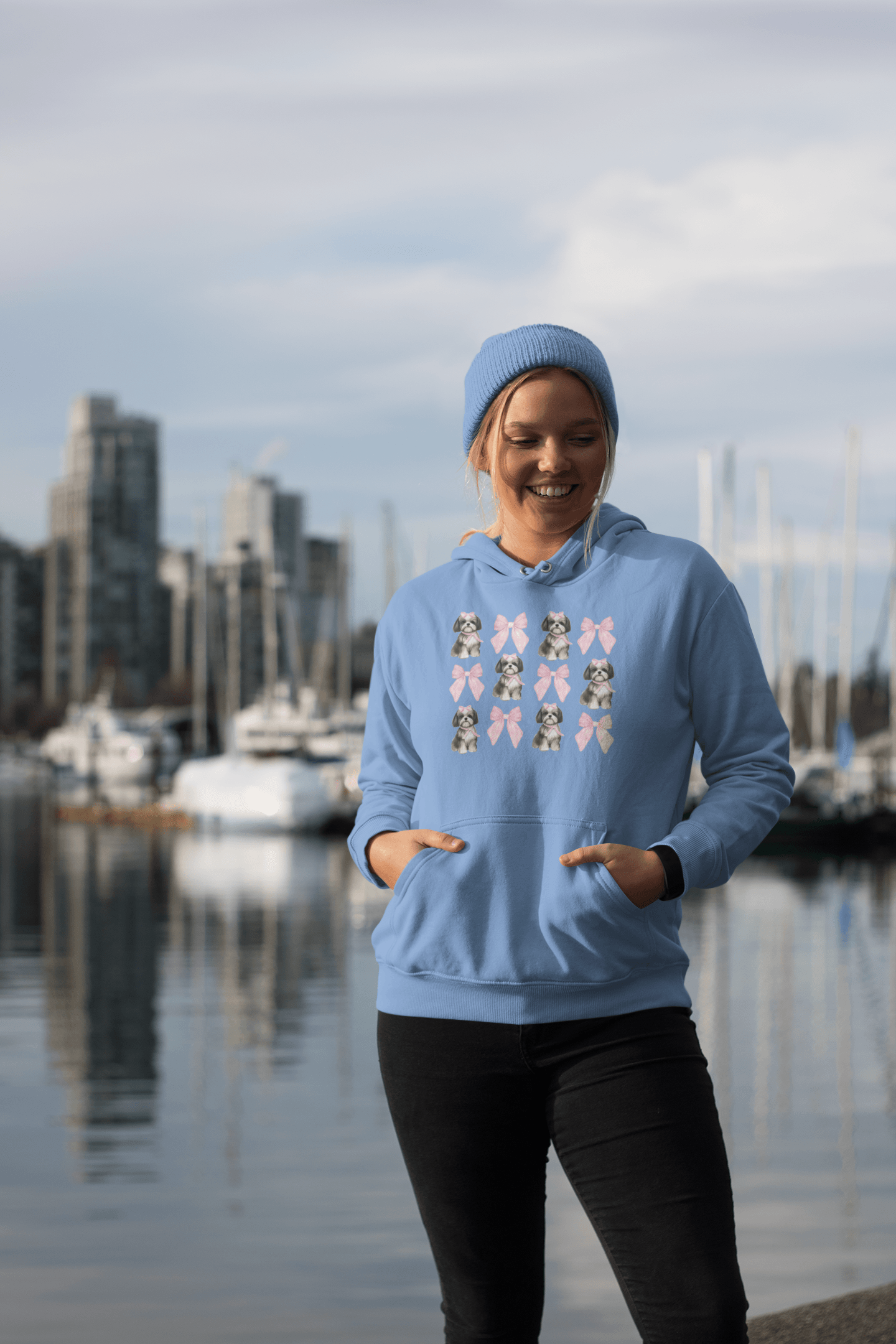 Shih Tzu with Pink Bows Hoodie - Cozy Gift for Shih Tzu Lovers and Moms