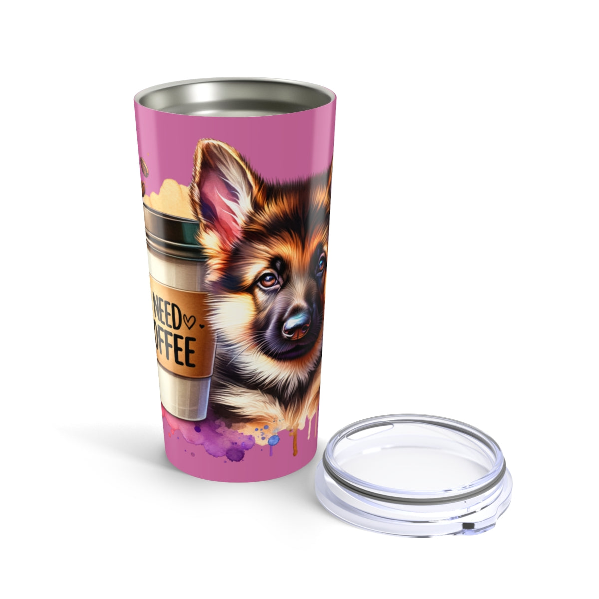 German Shepherd Coffee Tumbler - 20oz Stainless Steel Dog Lover Gift