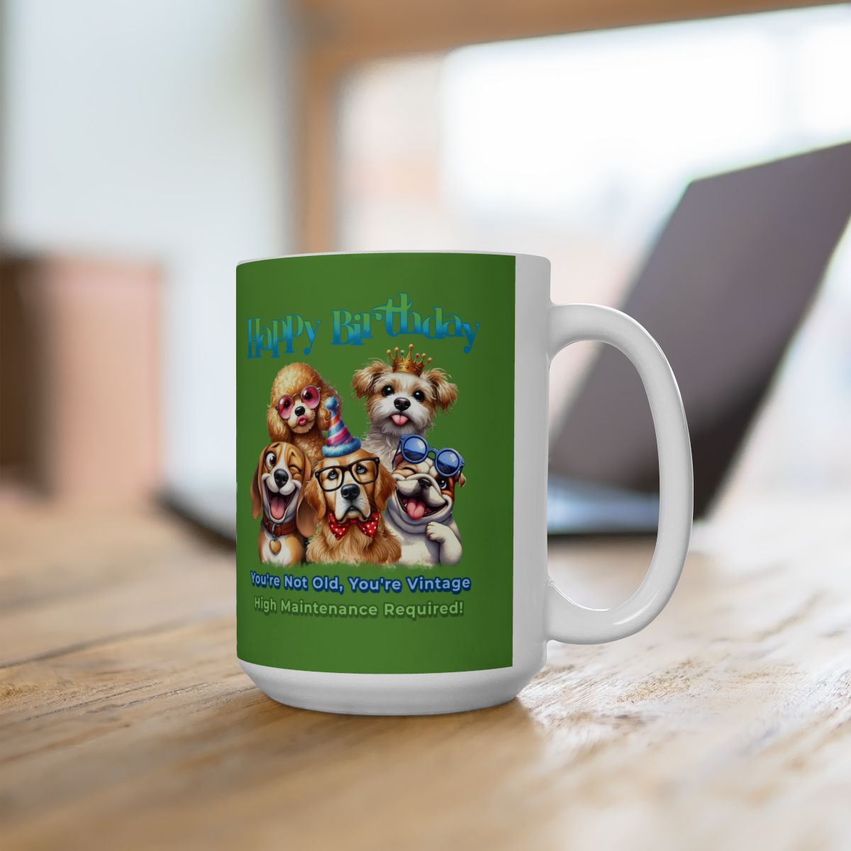 Vintage Birthday Dog Mug – Funny Gift for Dog Lovers & Divas