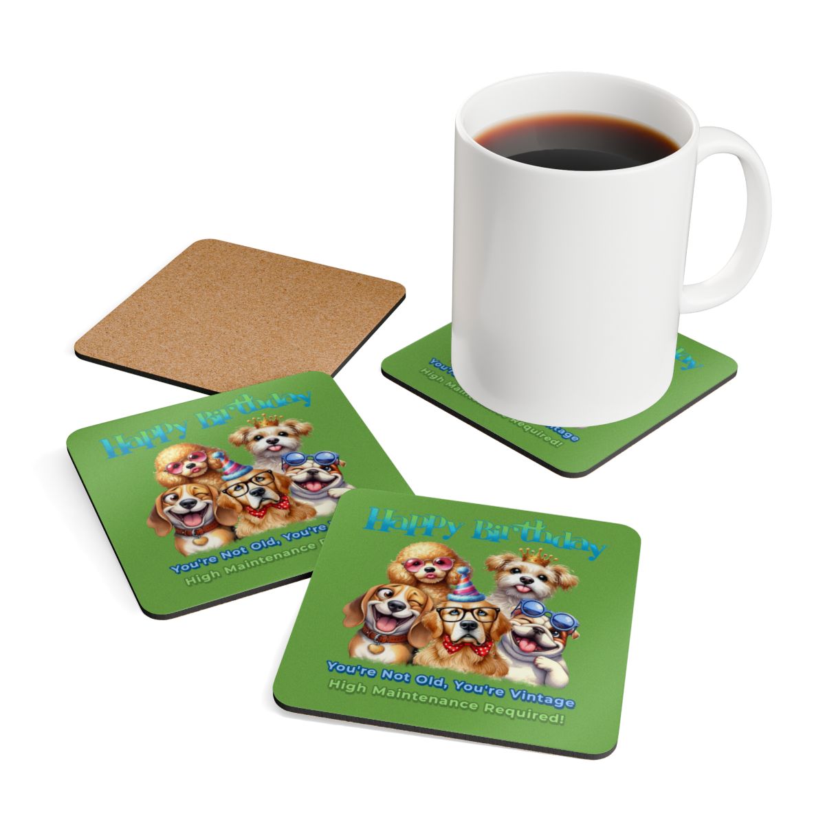 Funny Dog Birthday Coaster Set – You’re Not Old, You’re Vintage