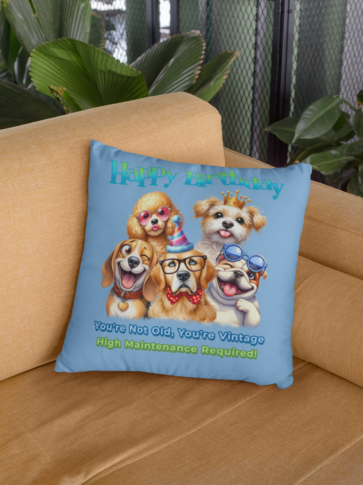 Vintage Dog Birthday Pillow – Funny Gift for Dog Lovers