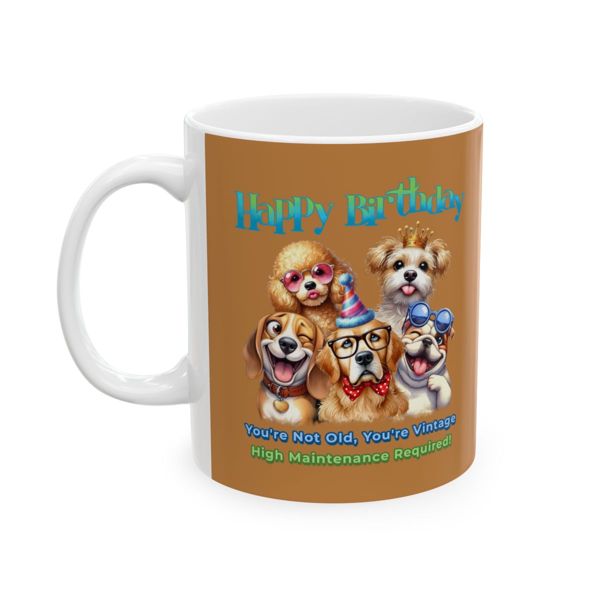 Vintage Birthday Dog Mug – Funny Gift for Dog Lovers & Divas