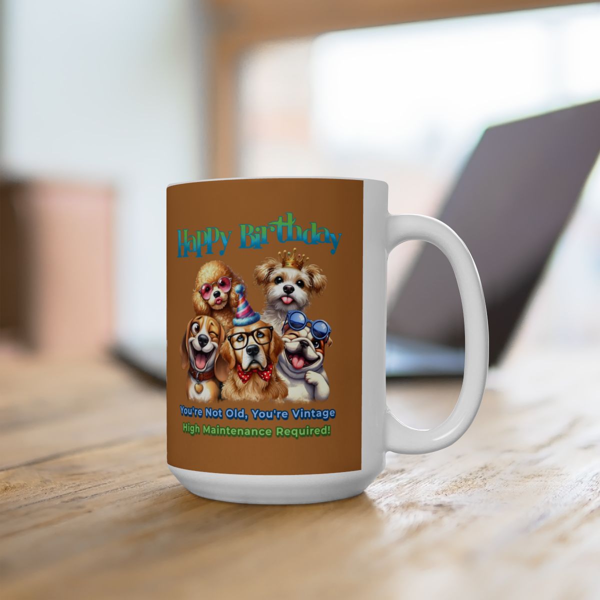 Vintage Birthday Dog Mug – Funny Gift for Dog Lovers & Divas
