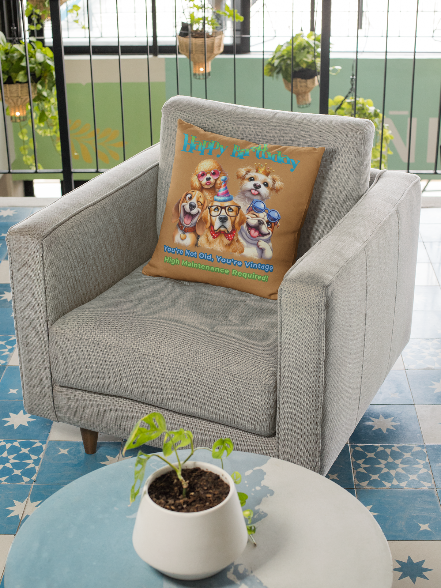 Vintage Dog Birthday Pillow – Funny Gift for Dog Lovers