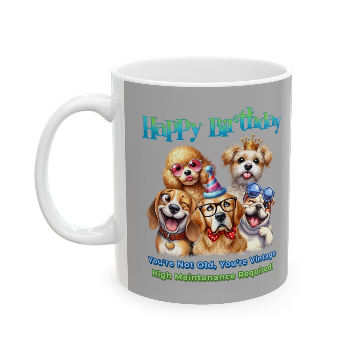 Vintage Birthday Dog Mug – Funny Gift for Dog Lovers & Divas