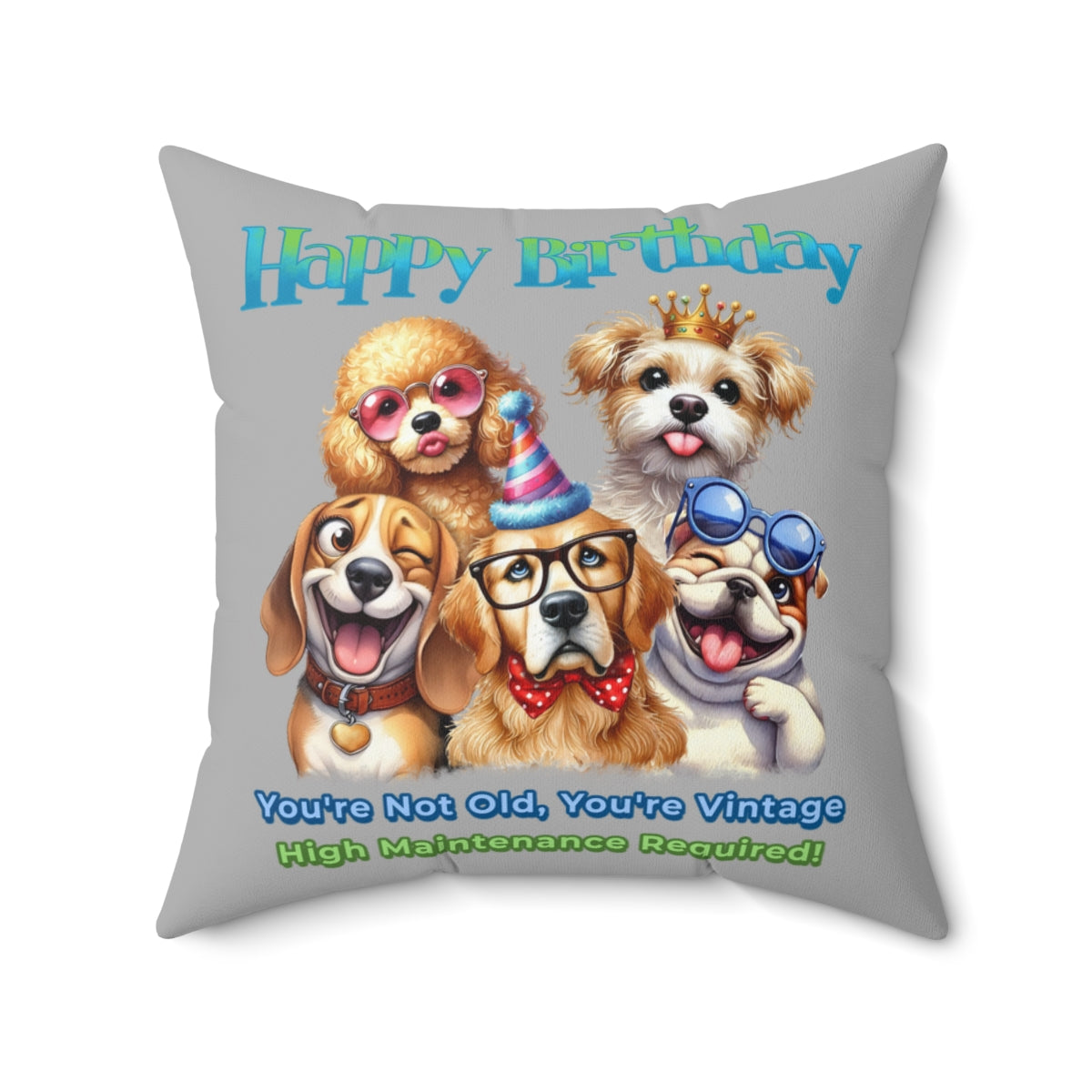 Vintage Dog Birthday Pillow – Funny Gift for Dog Lovers