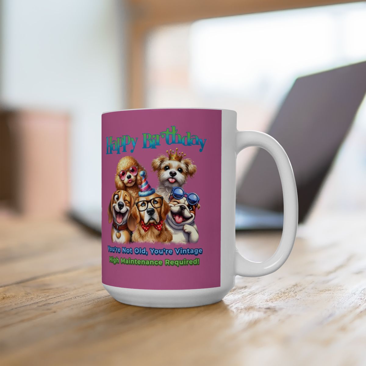 Vintage Birthday Dog Mug – Funny Gift for Dog Lovers & Divas