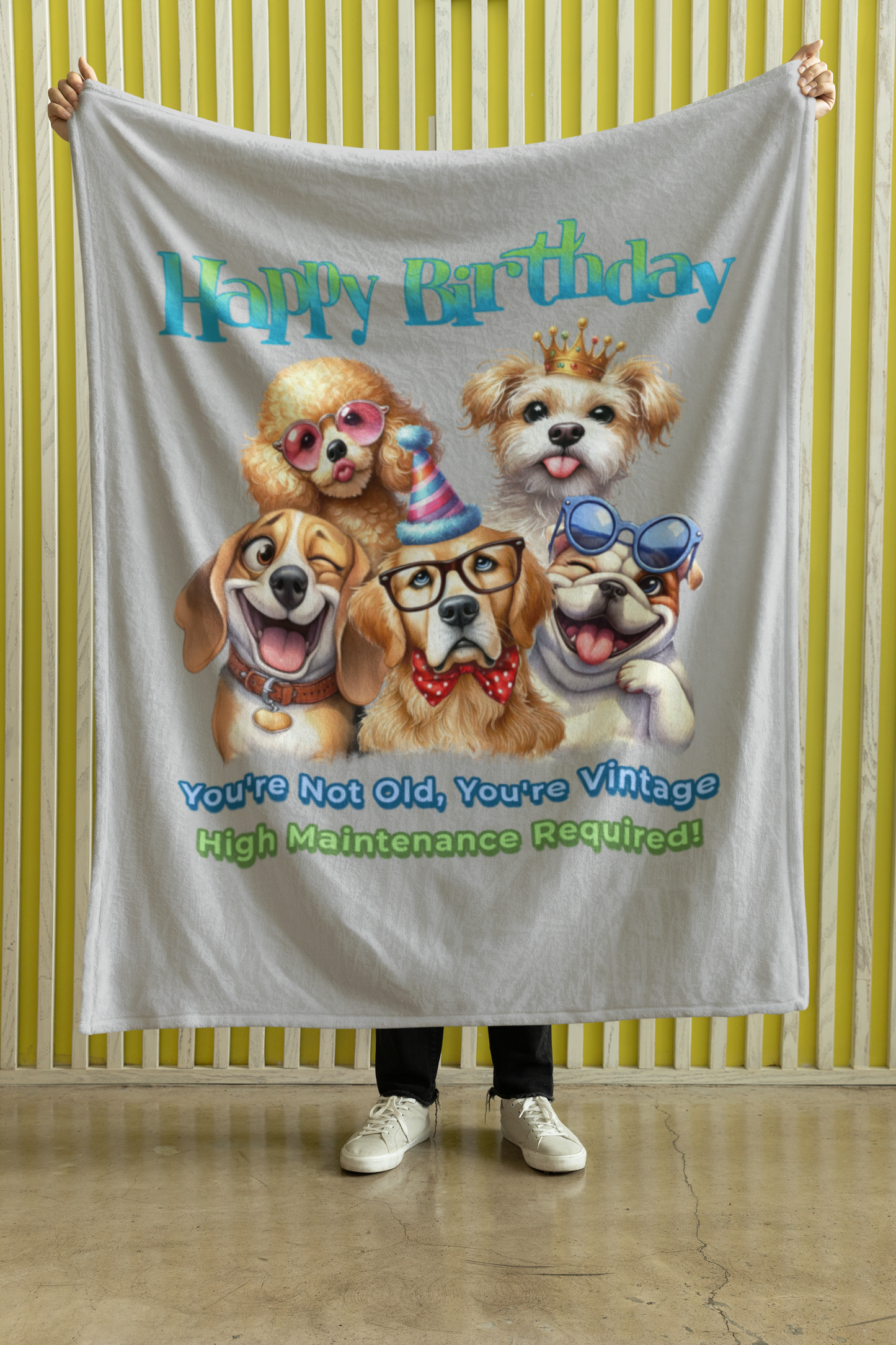 Happy Birthday Dogs Blanket – Funny Vintage Gift for Dog Lovers