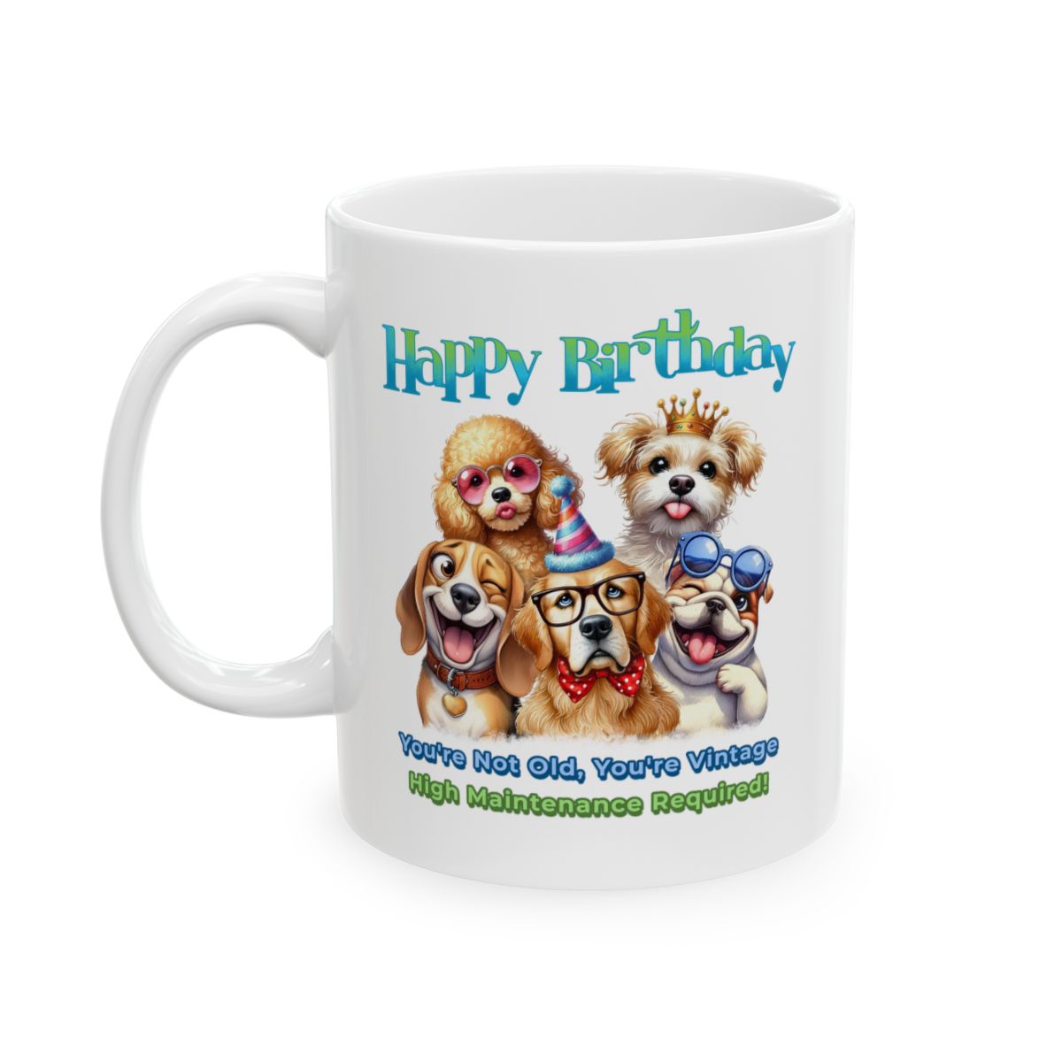 Vintage Birthday Dog Mug – Funny Gift for Dog Lovers & Divas
