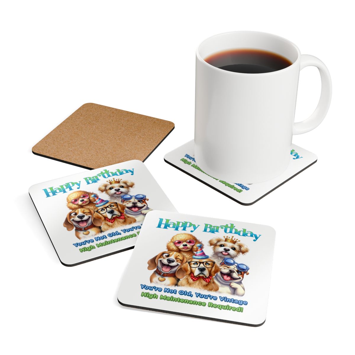 Funny Dog Birthday Coaster Set – You’re Not Old, You’re Vintage